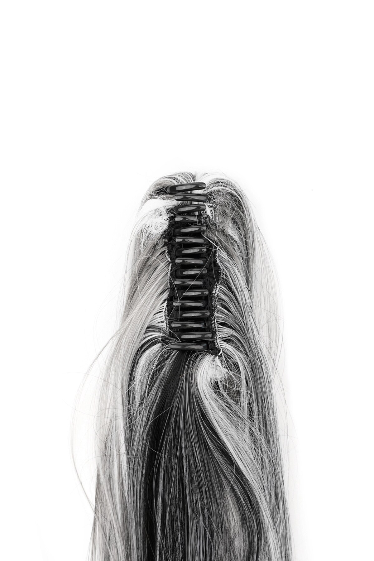 Ponytail clip in straight - black/white h5 Picture5