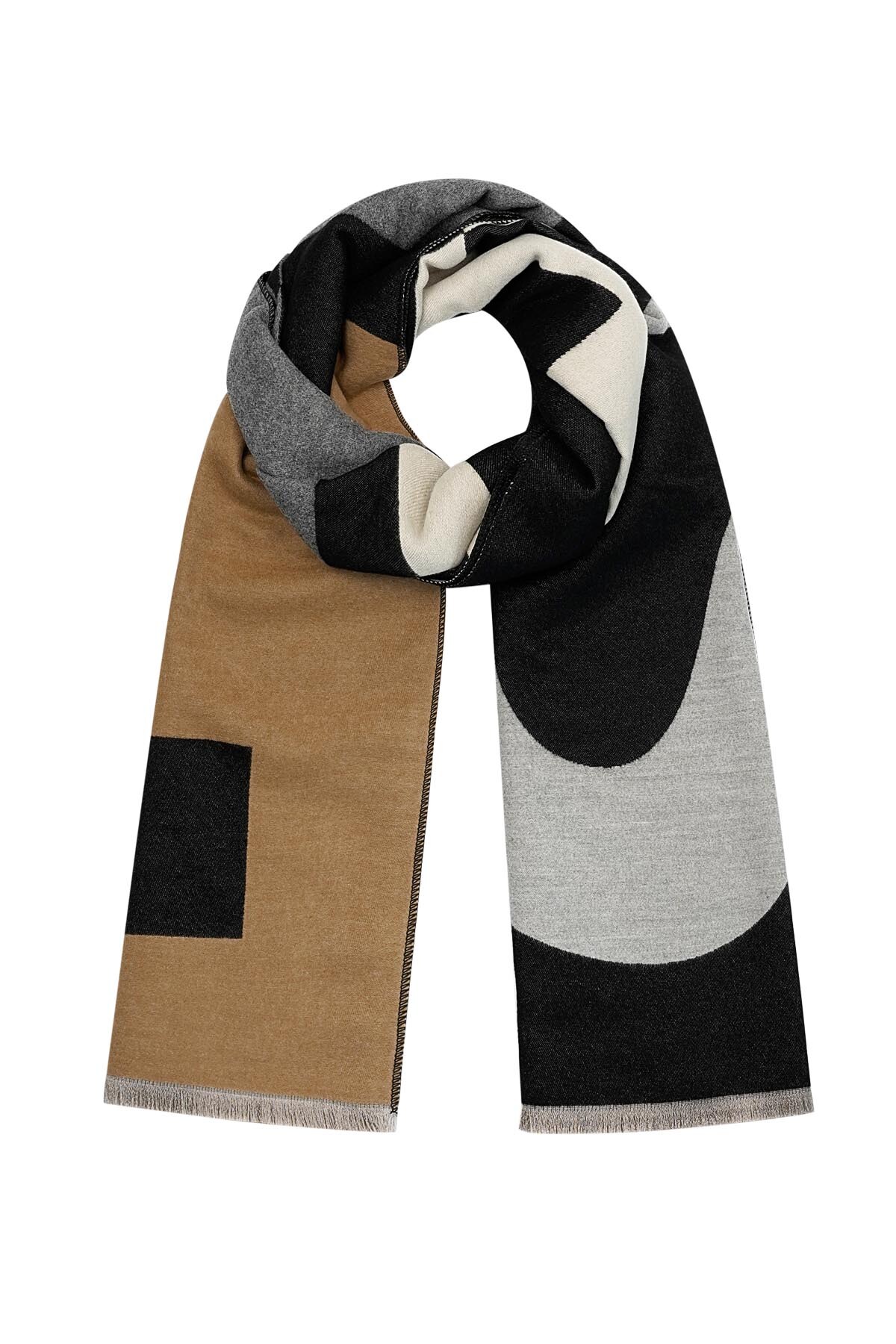 Scarf with Paris print - black multi h5 