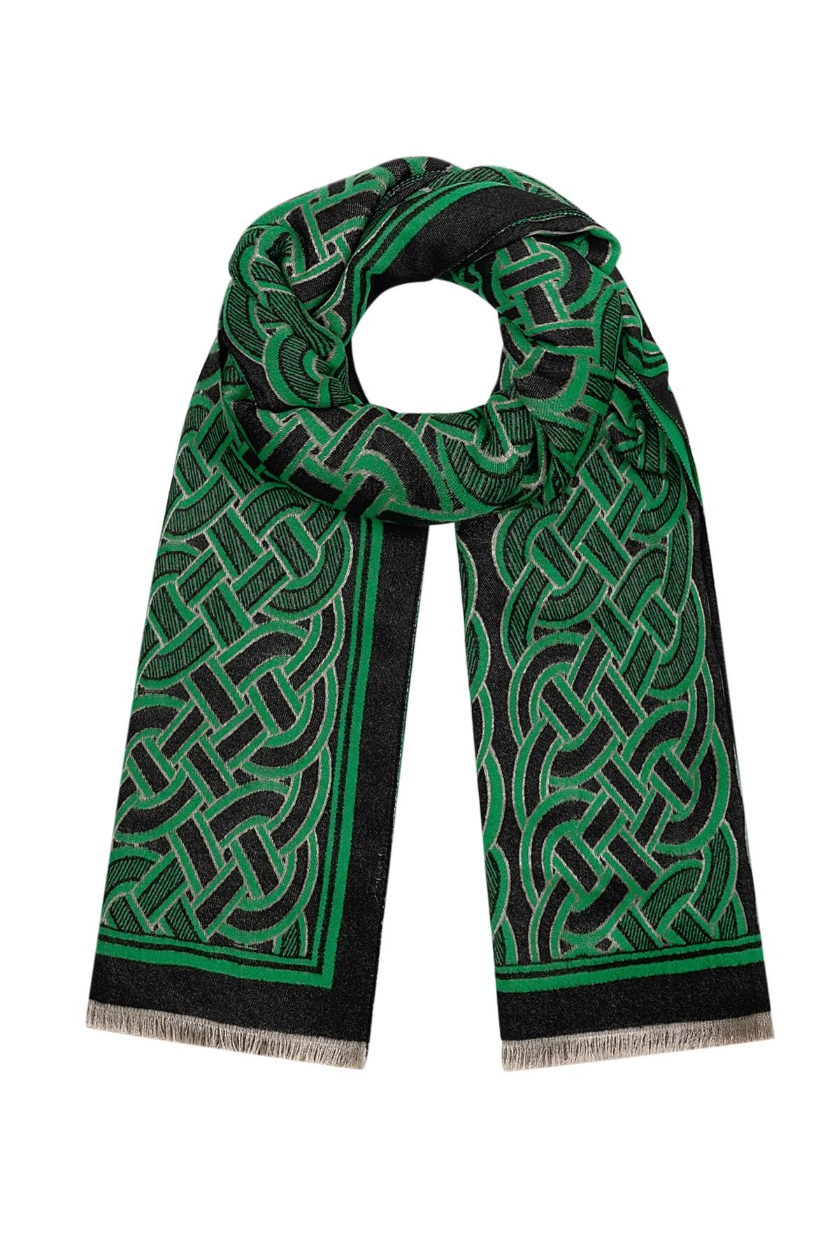 Scarf with luxurious print - green h5 