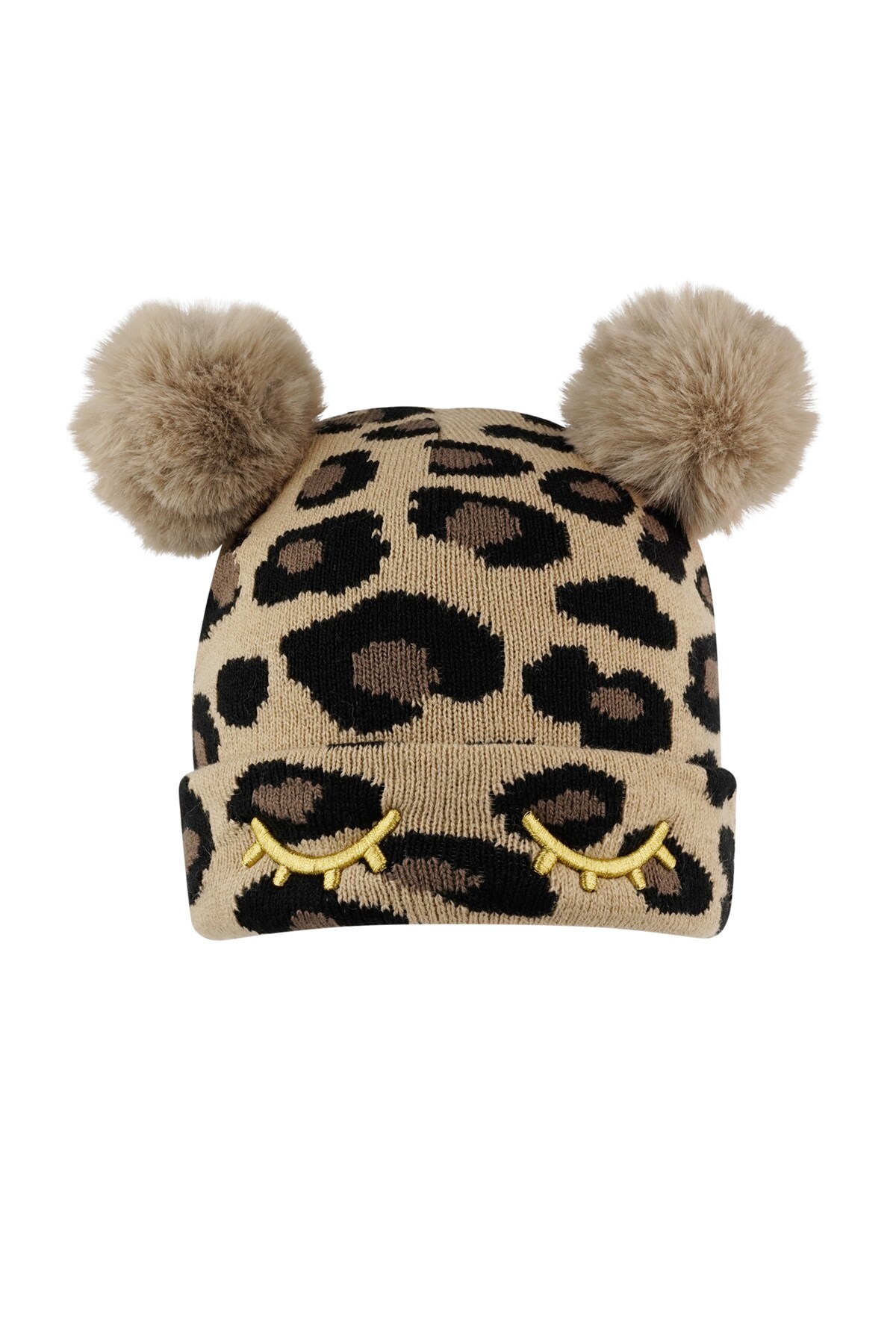 Kids - leopard print hat with balls h5 