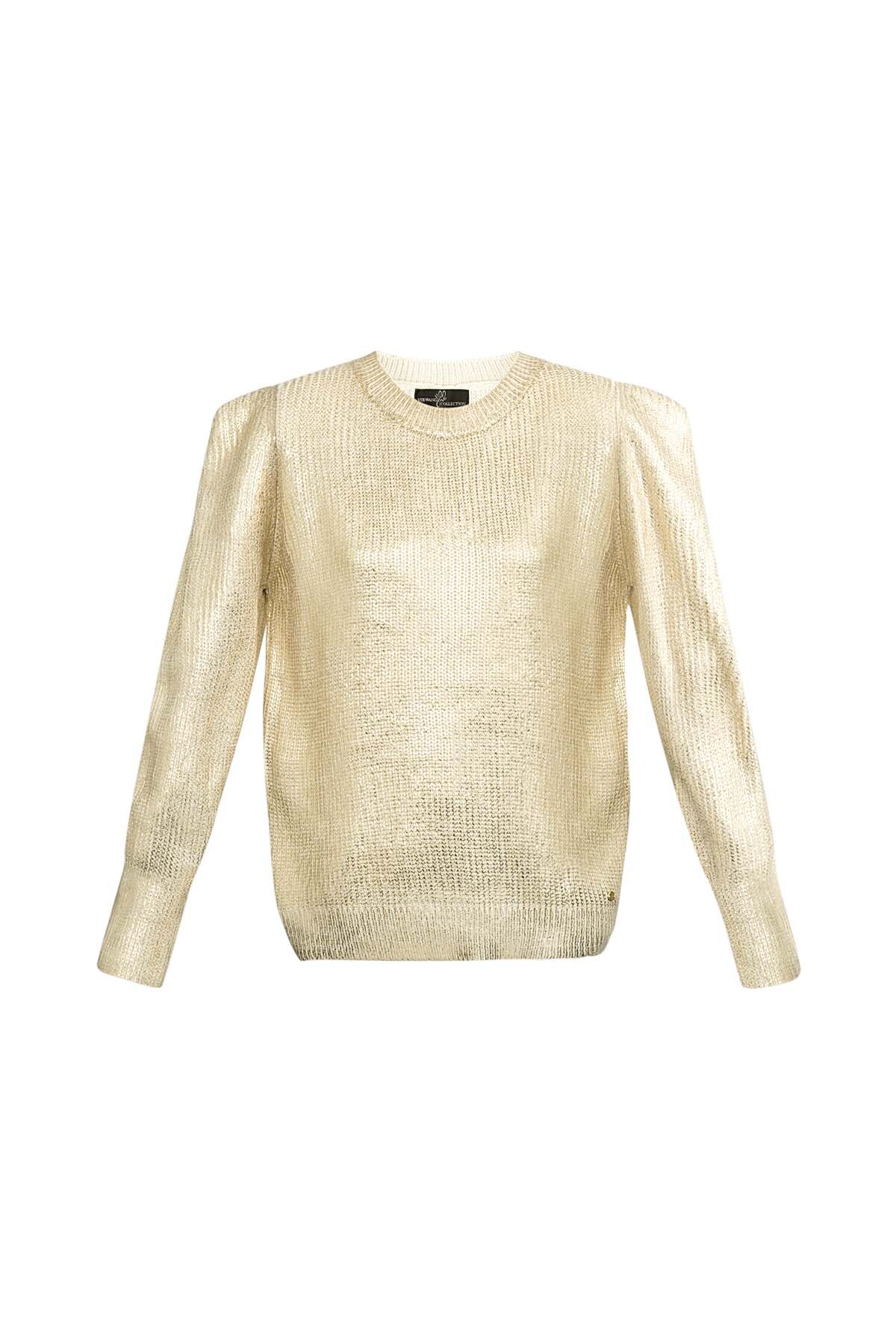 Knitted metallic city sweater - Gold color h5 