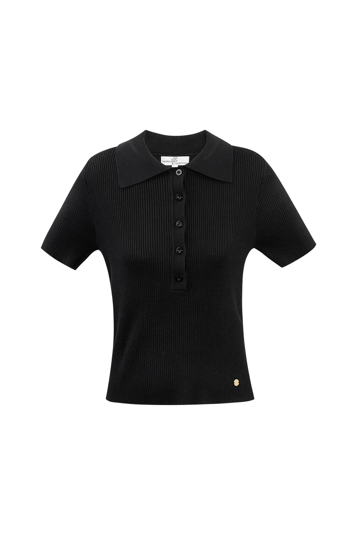 Basic polo half button up small/medium - black h5 