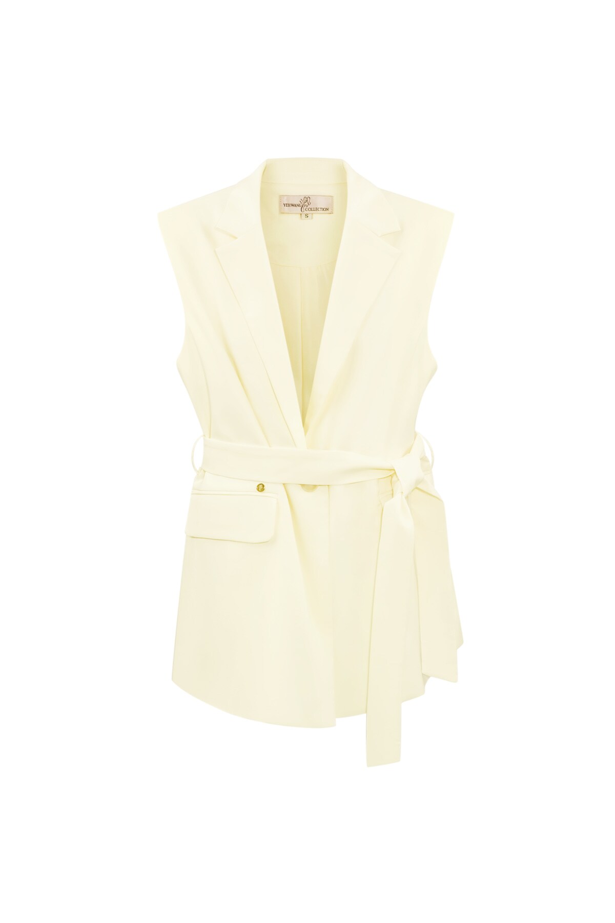 Waistcoat with elastic belt - cream h5 