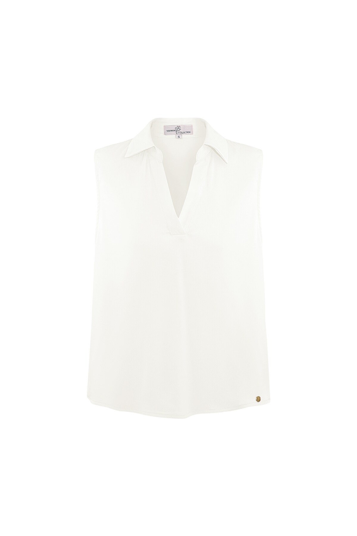 Sleeveless blouse with v-neck - white  h5 