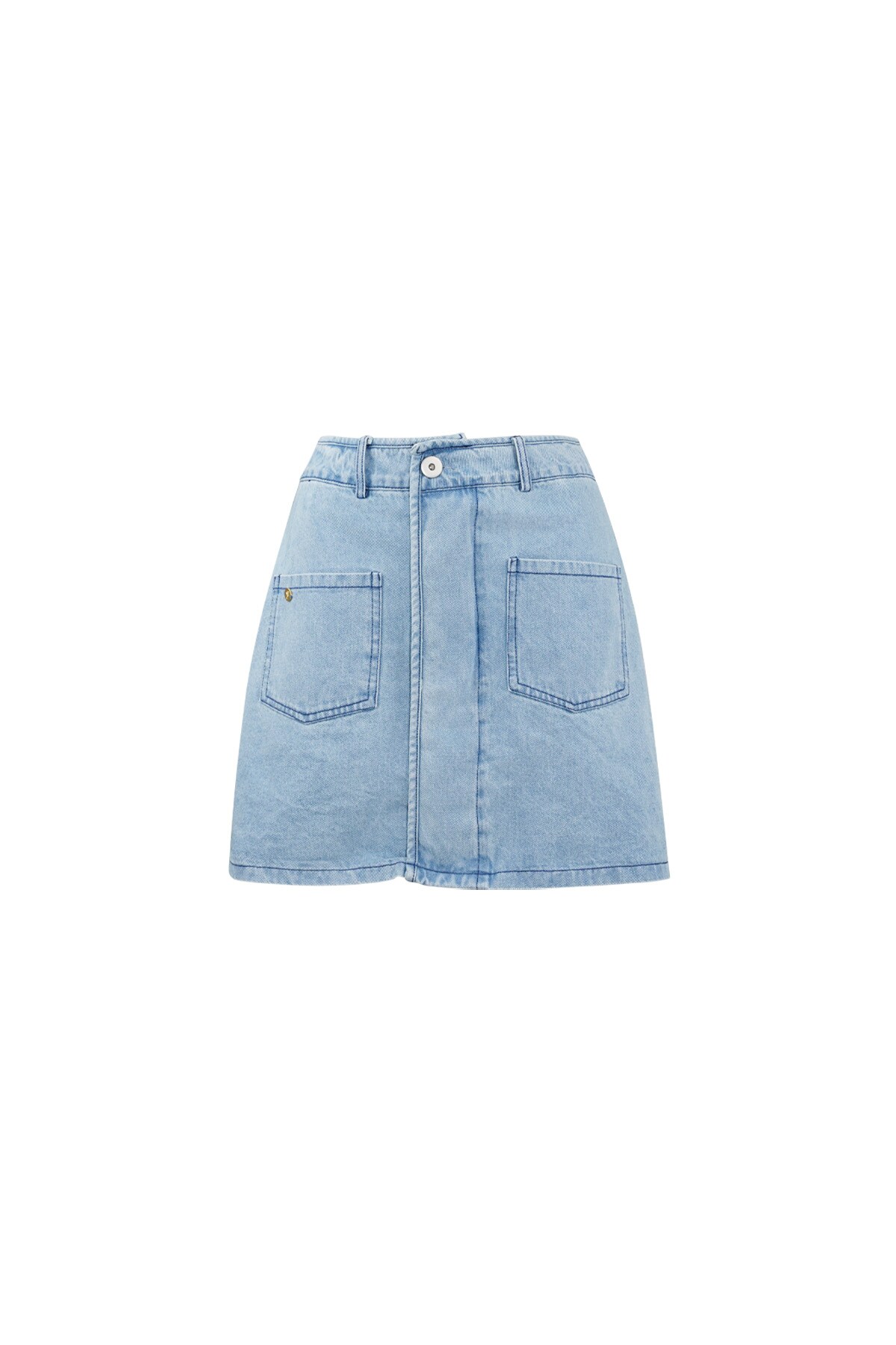 Denim skirt with pockets - blue h5 