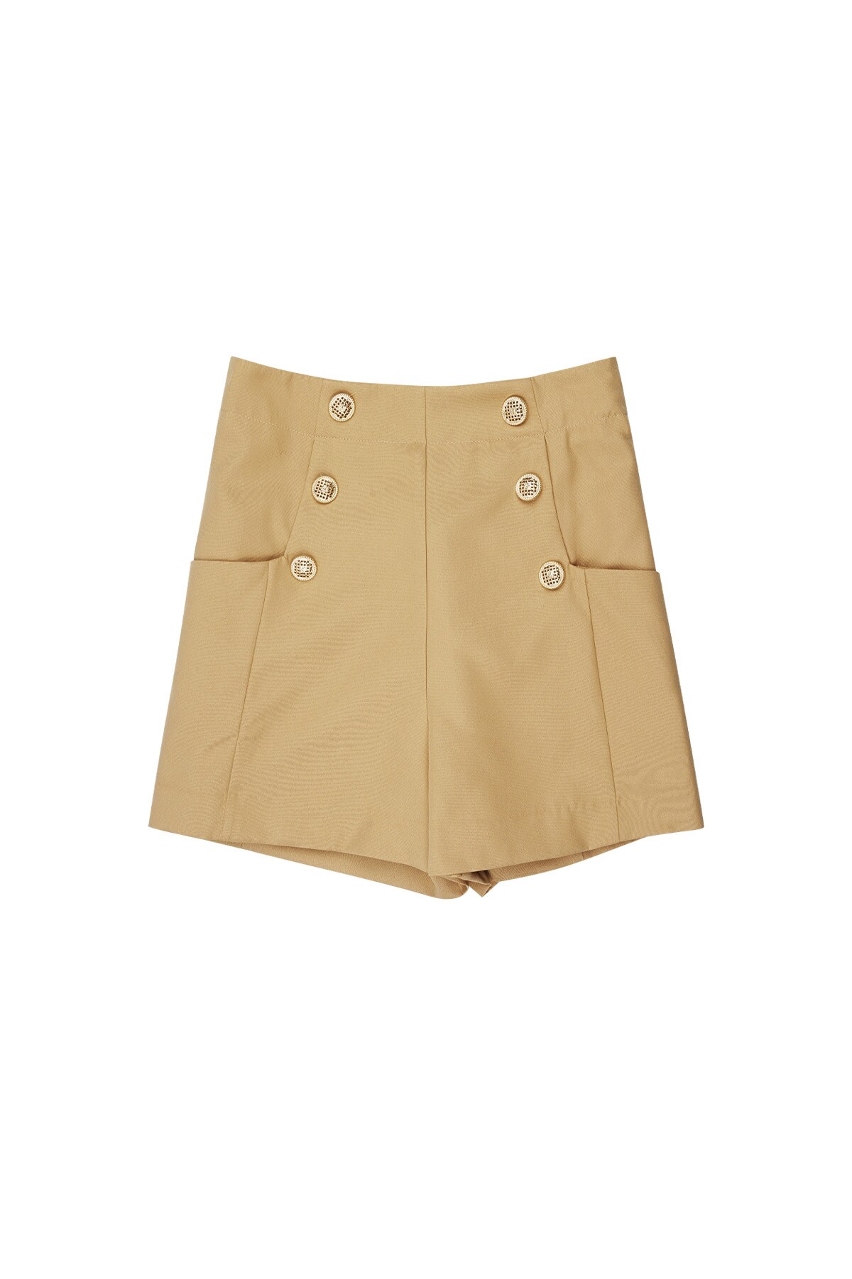 Shorts with gold buttons - camel 