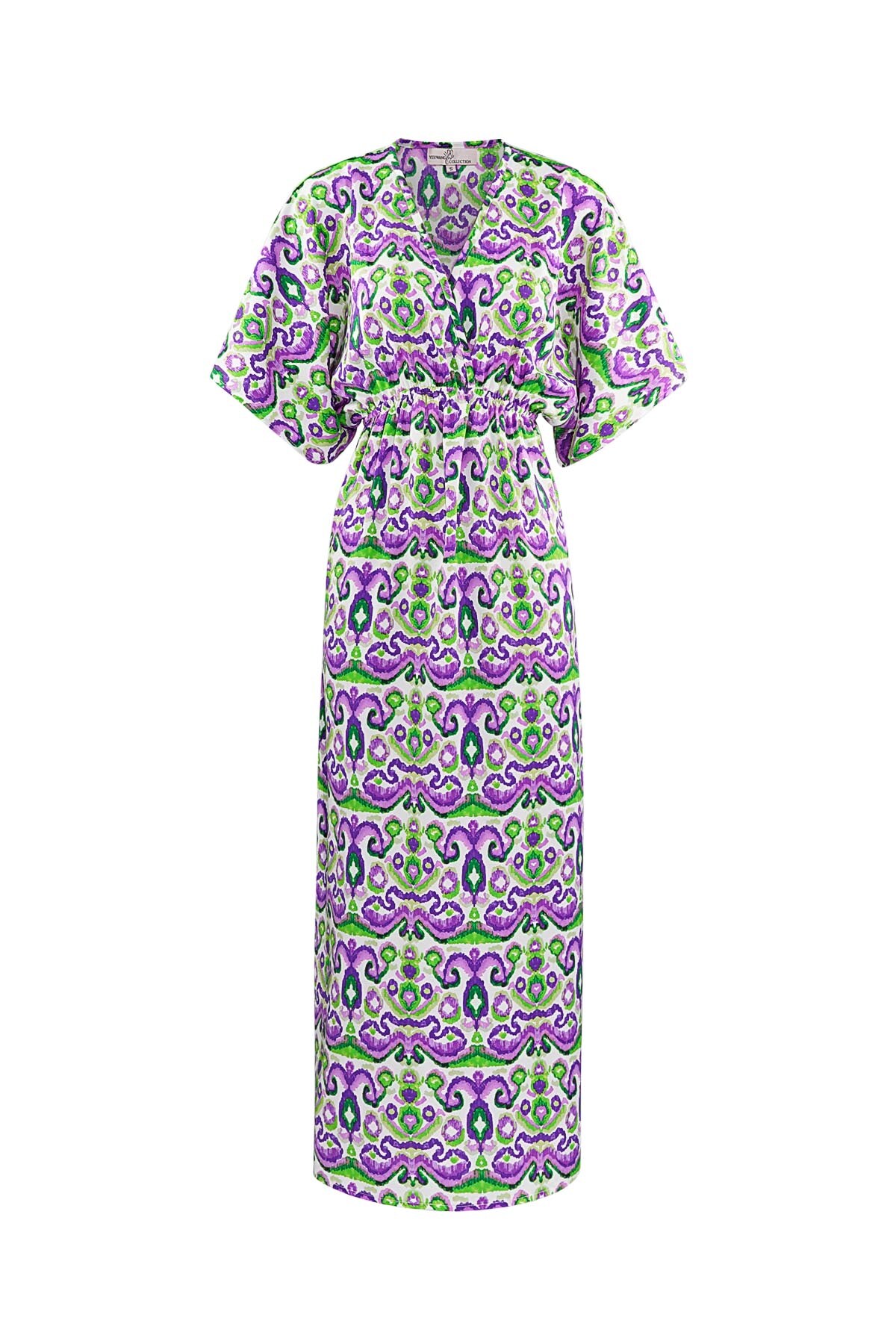 Long dress with print - green/purple 