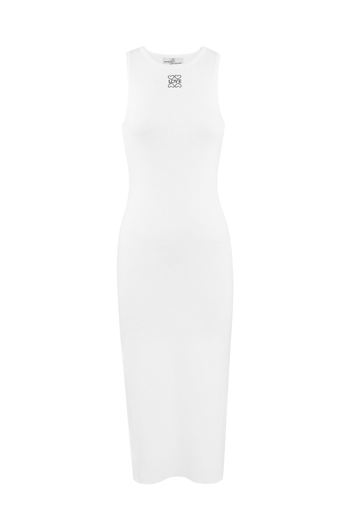 Long knitted dress love - white h5 