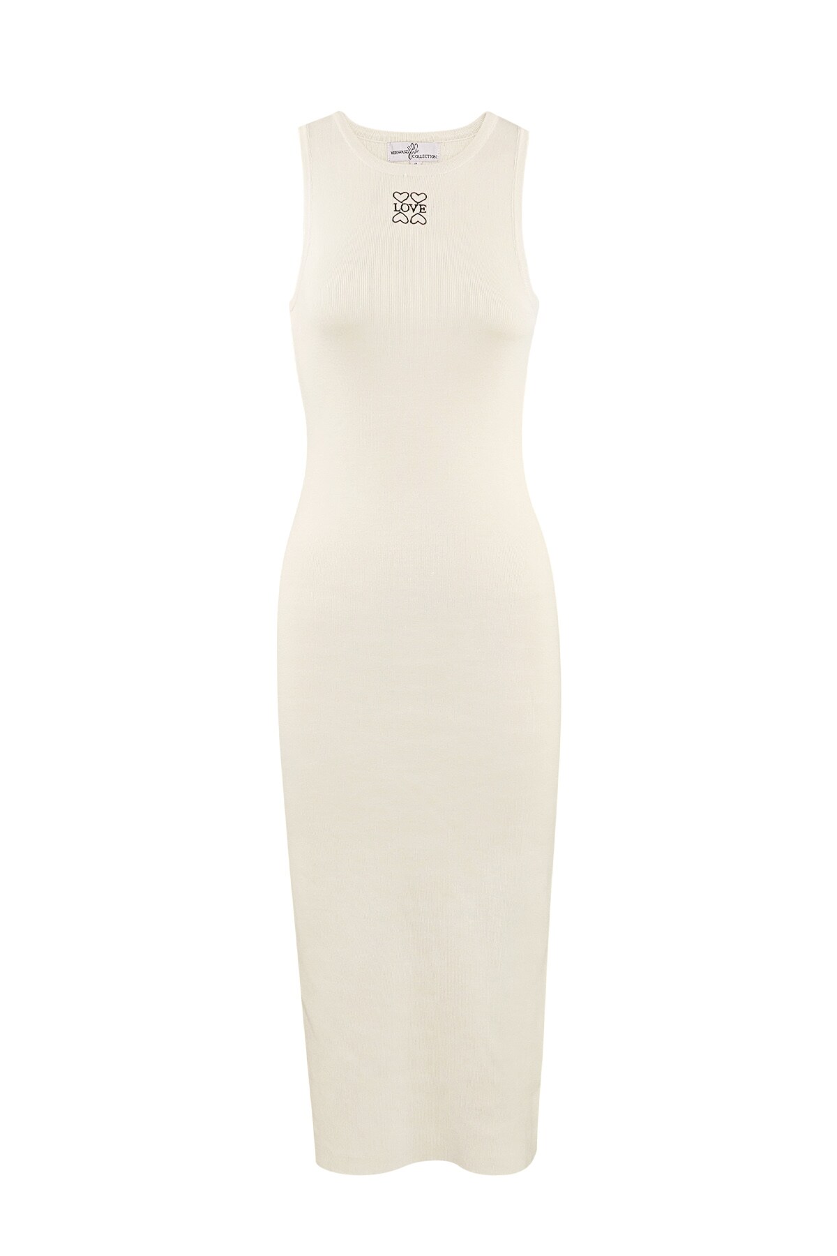 Long knitted dress love - beige h5 