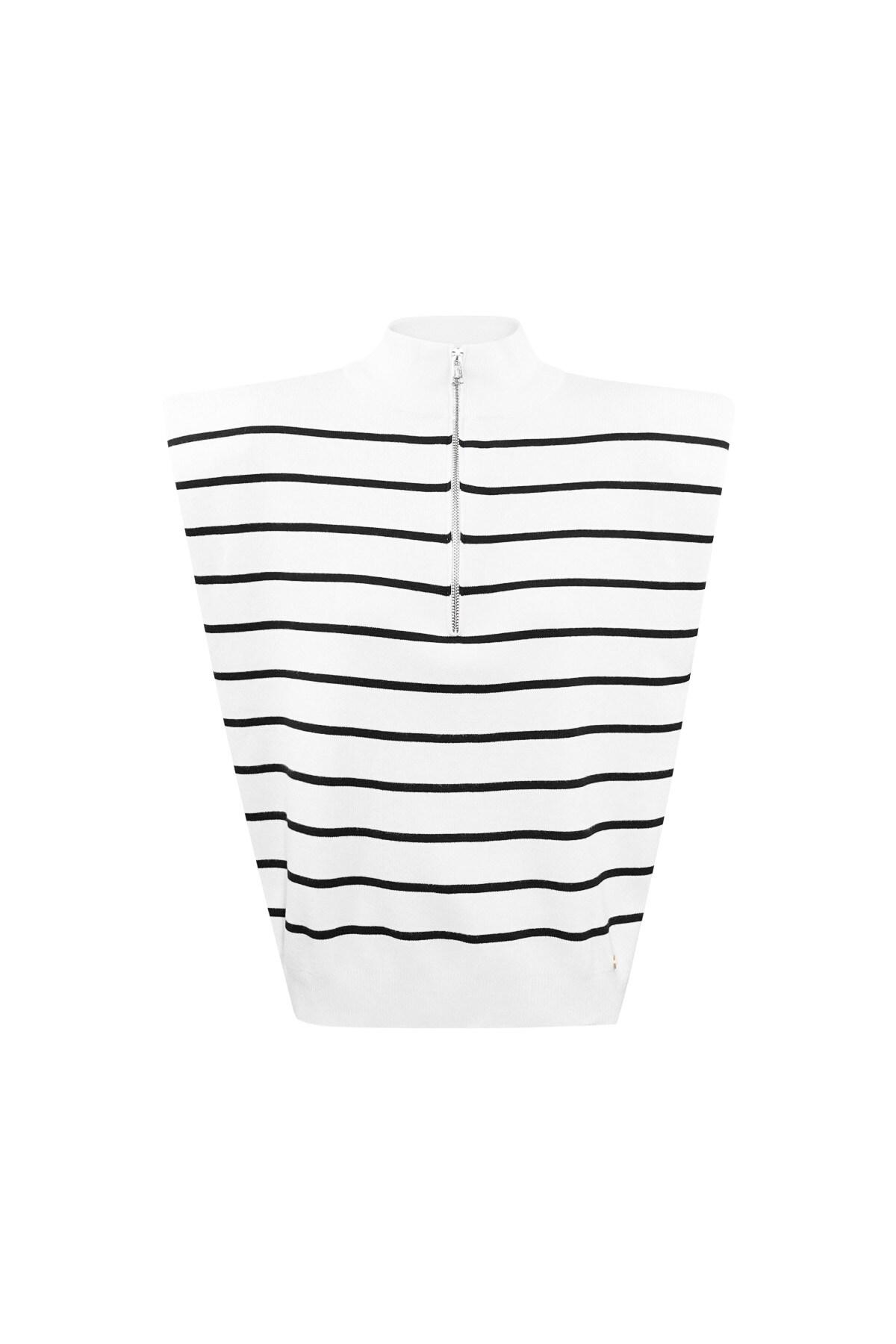 Striped spencer with zipper - white black 