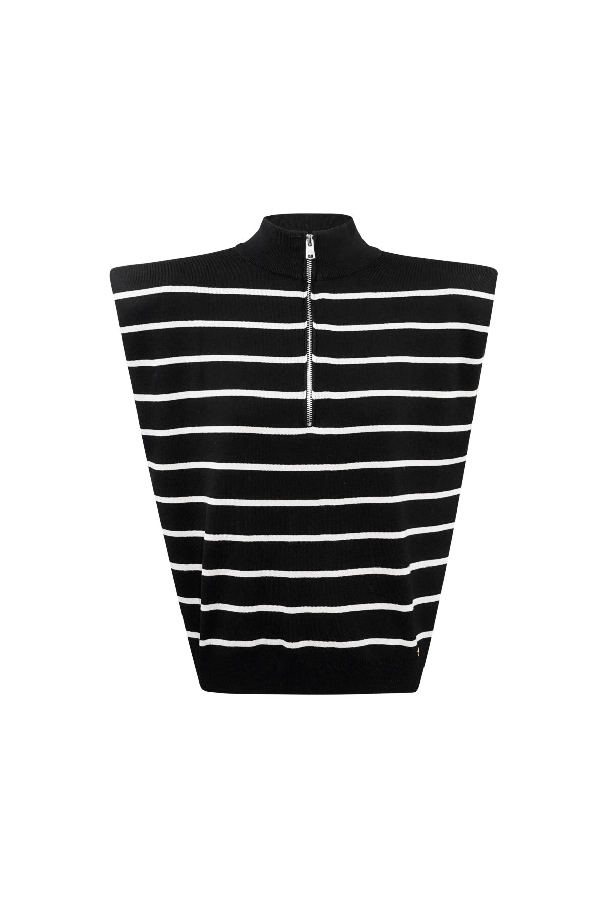 Striped spencer with zipper - black and white 