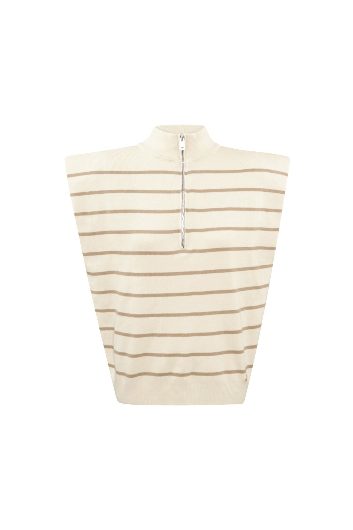 Striped spencer with zipper - beige brown 