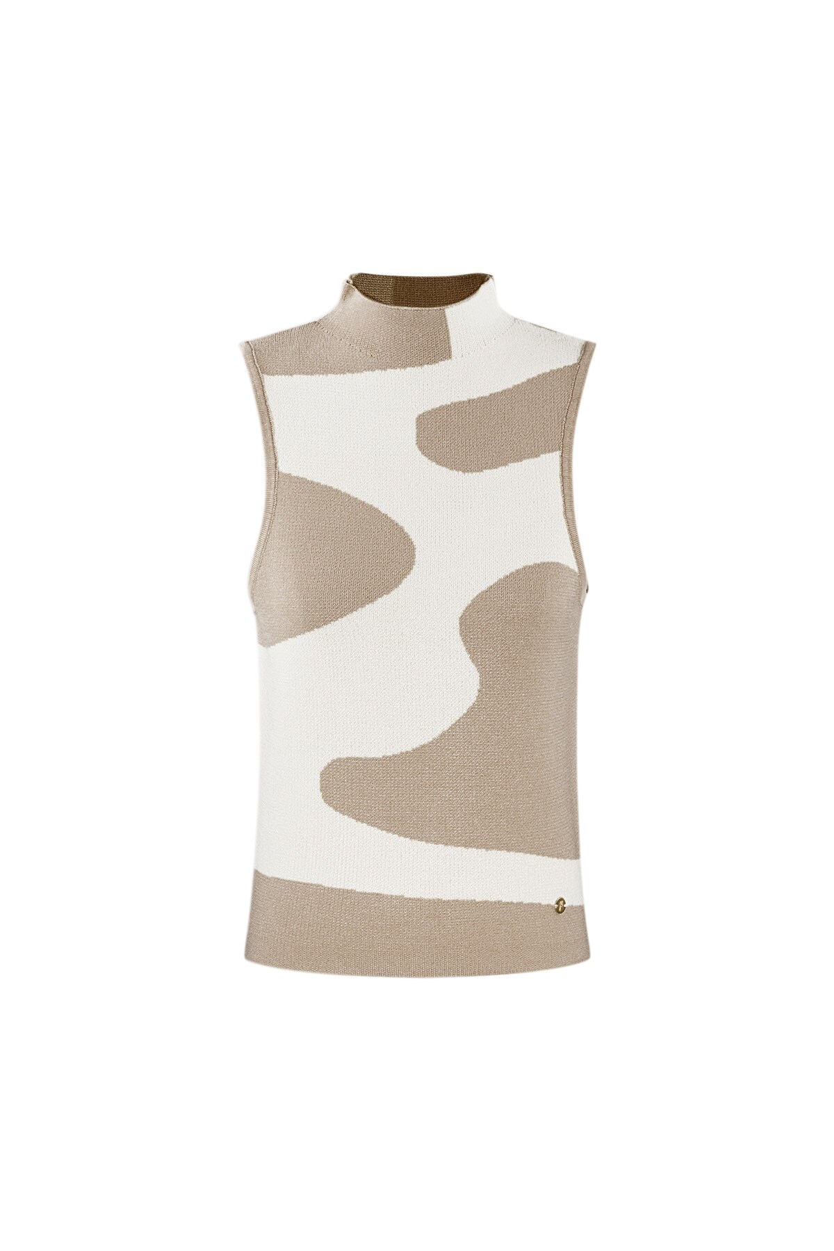 Sleeveless top organic stripes - beige h5 