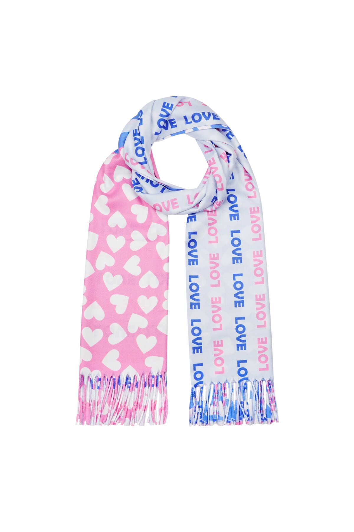 Scarf with double print - pink-blue h5 