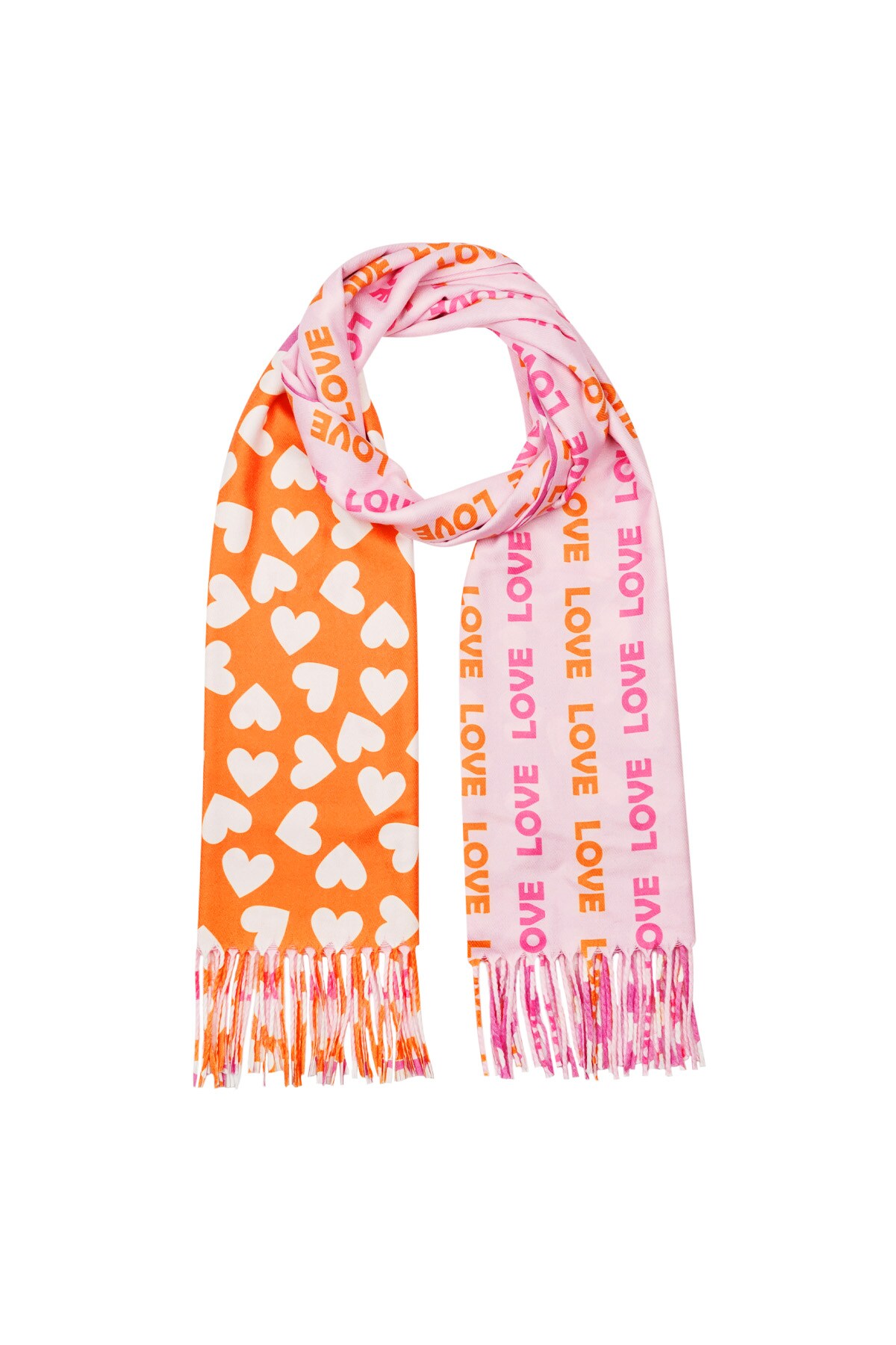 Scarf with double print - orange-pink h5 