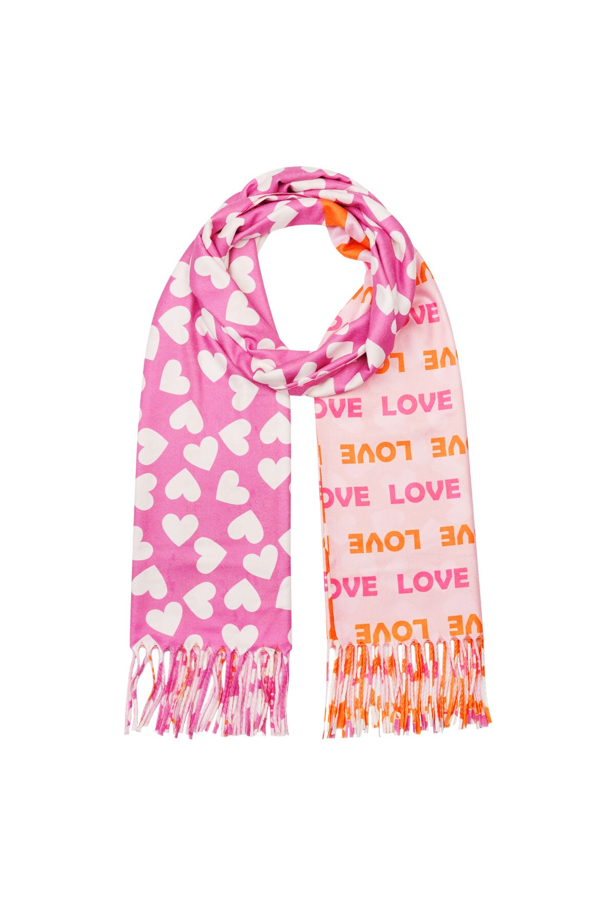 Scarf with double print - orange-pink Picture5