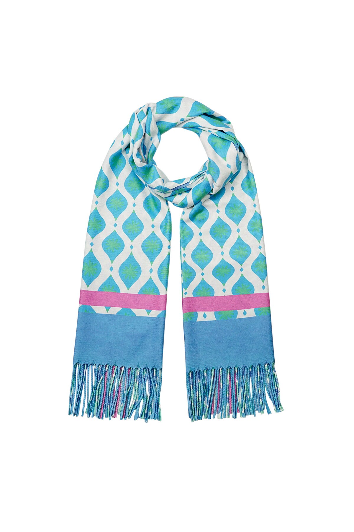 Scarf colorful pattern - blue-green h5 Picture4