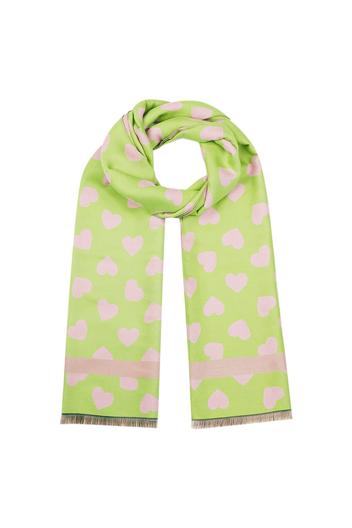 Happy hearts scarf - green 