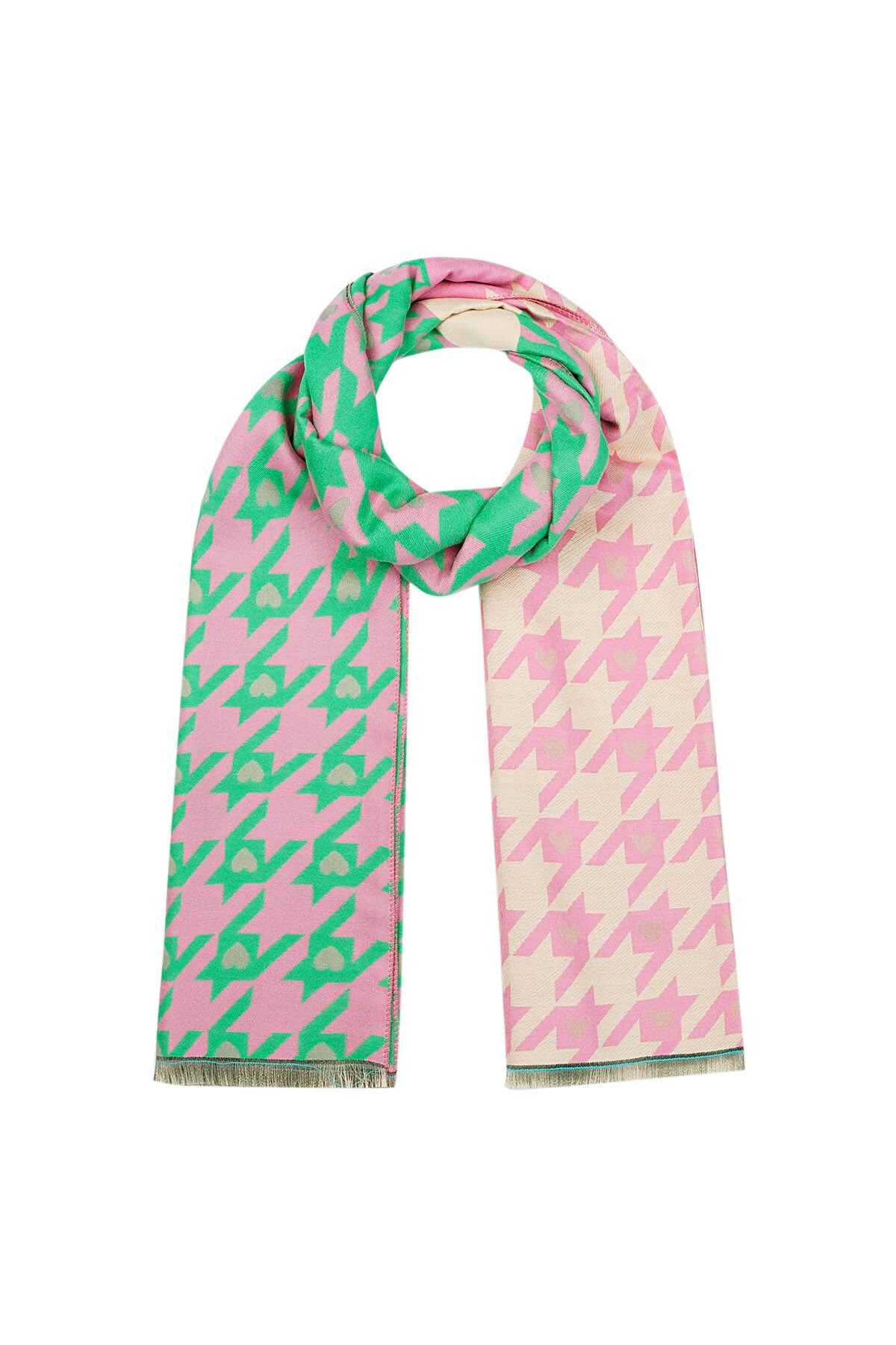 Neon heart scarf - pink/green 