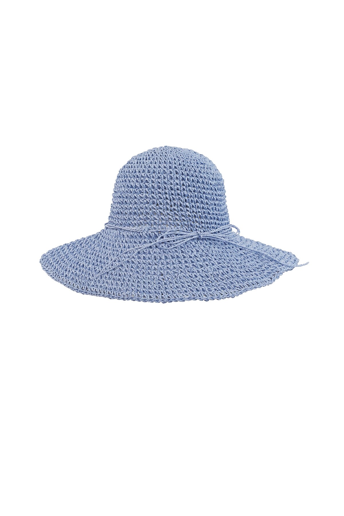 Crochet hat with bow - blue 