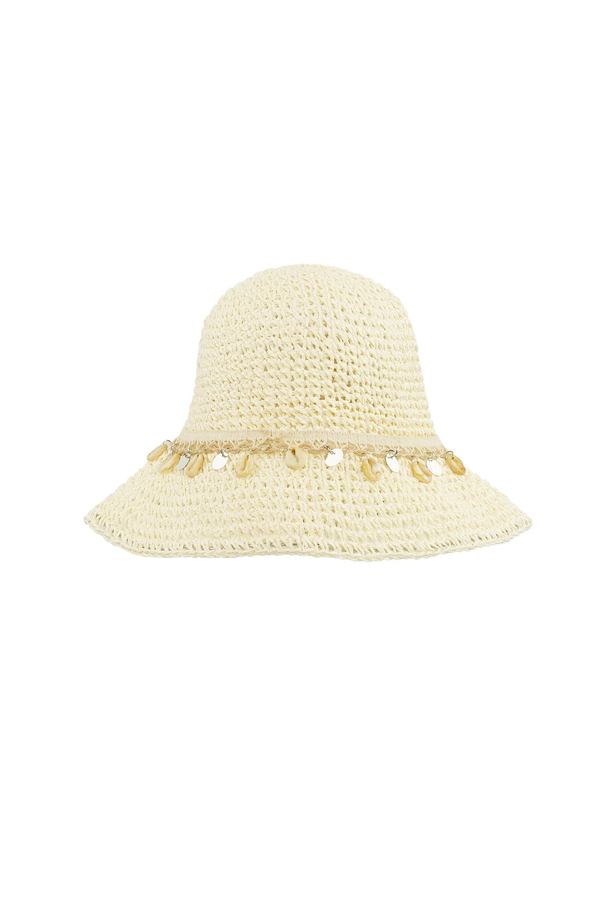 Beach hat with shells - off-white h5 