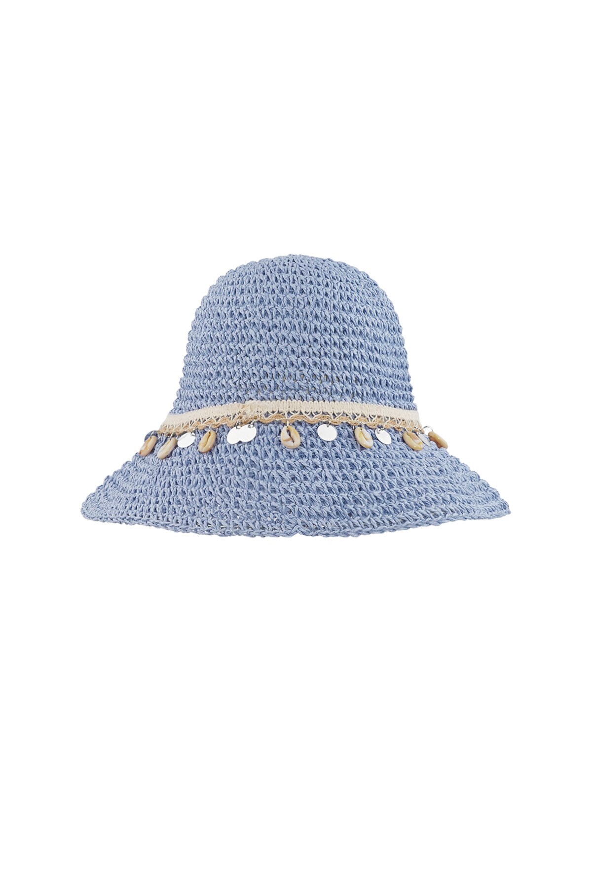 Beach hat with shells - blue  h5 