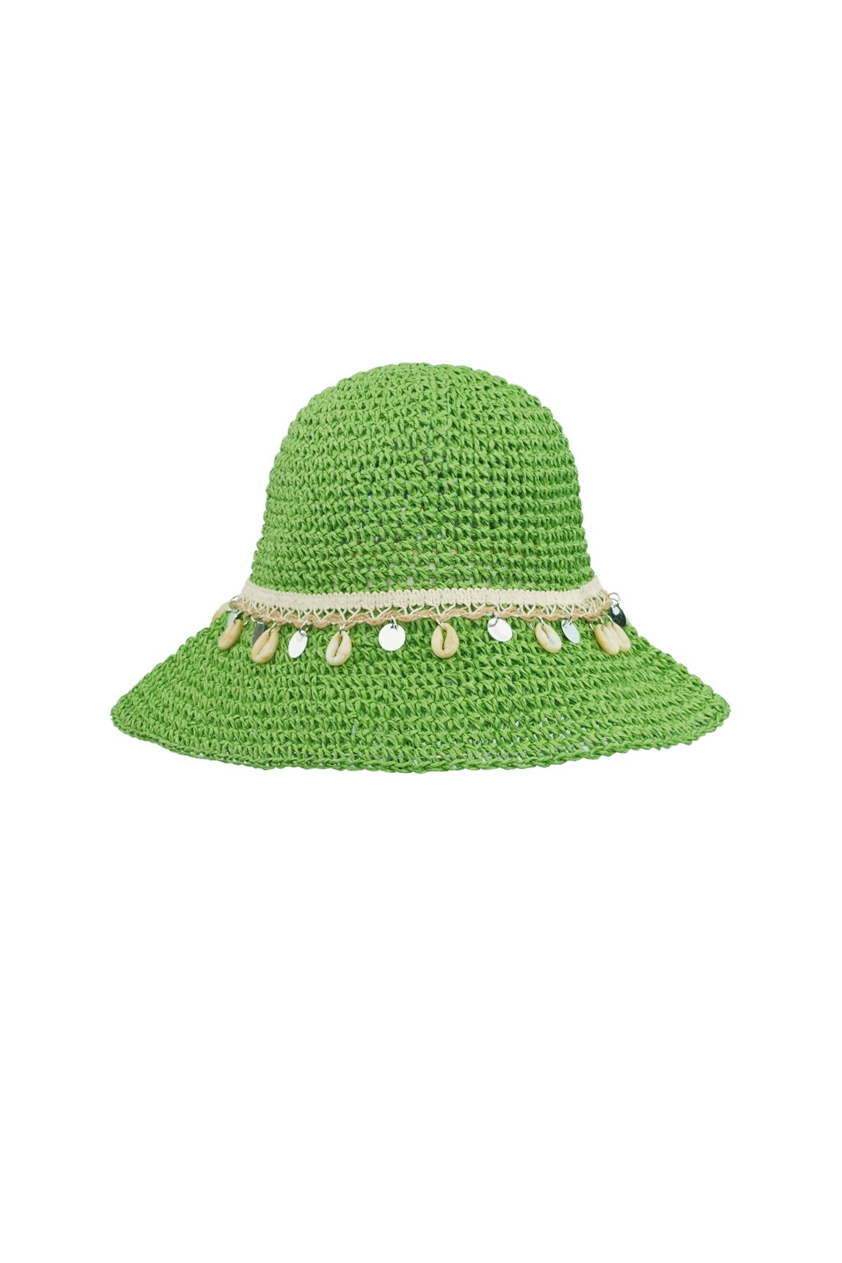 Beach hat with shells - green 