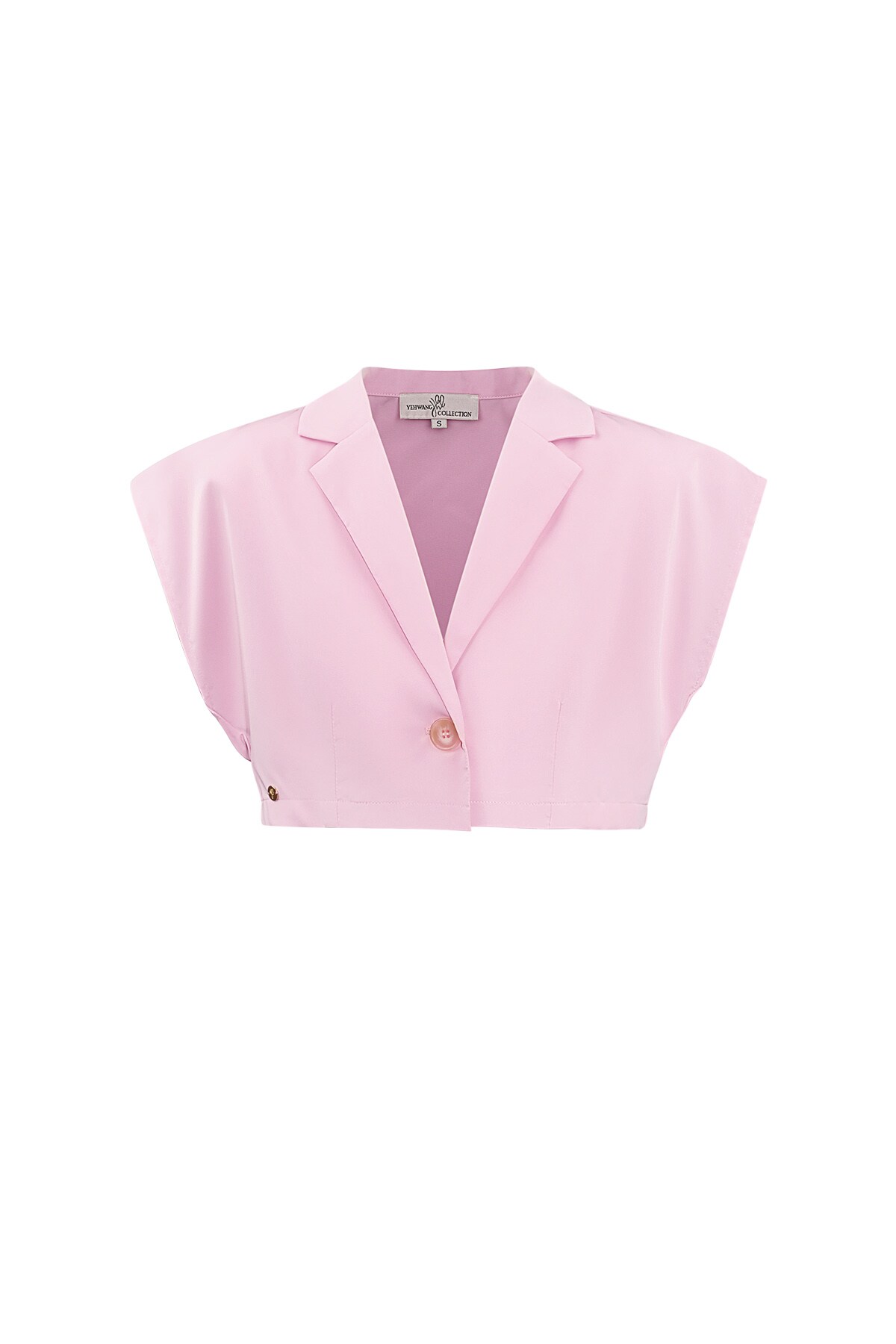 Cropped top with button - pink 