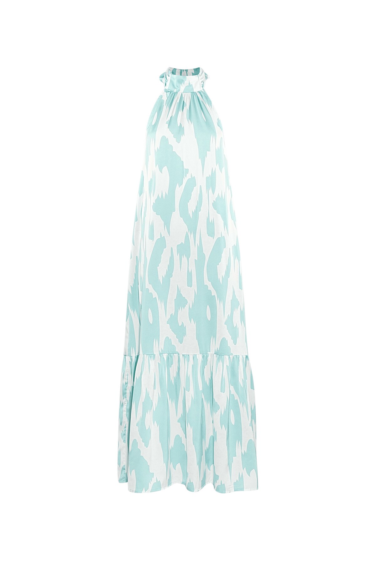 Halter dress with print - light blue  