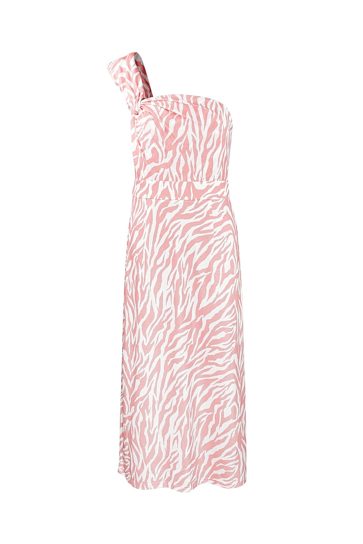 One shoulder zebra dress - pink 