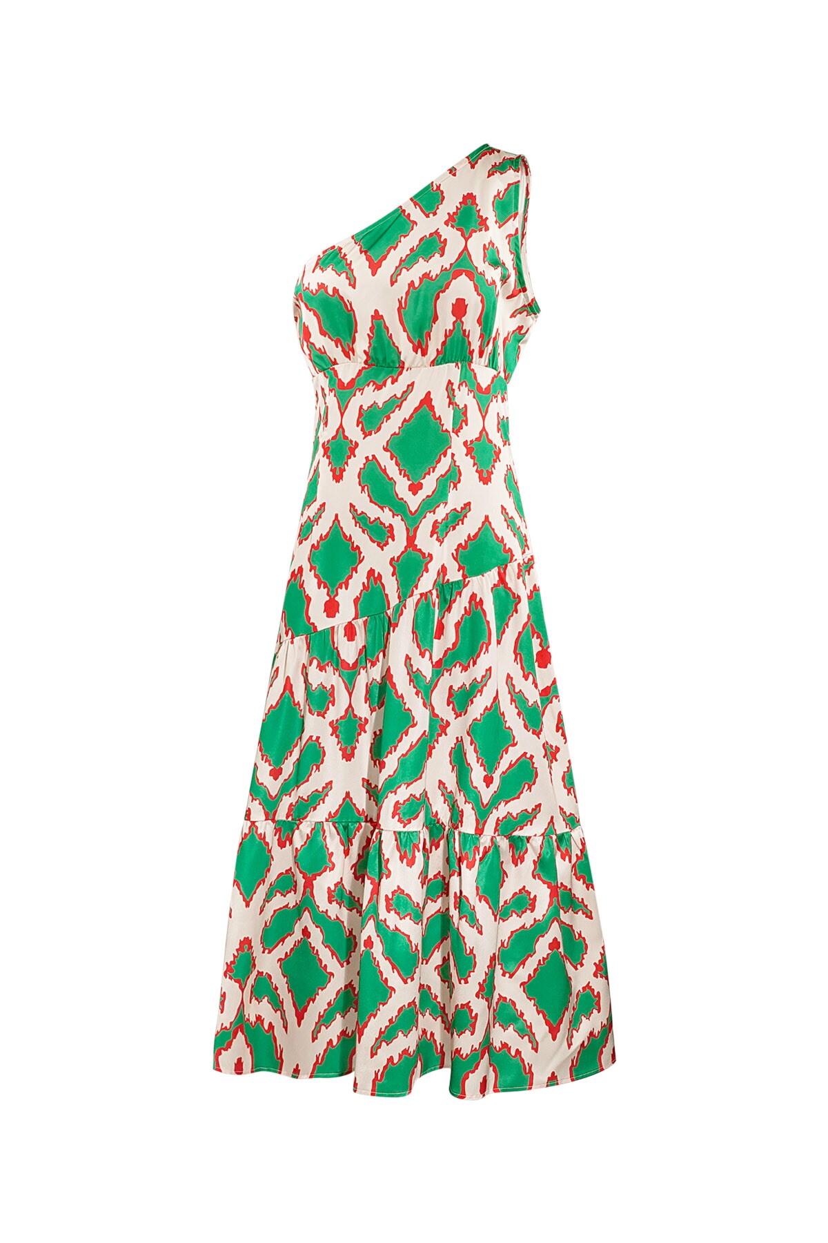 One-shoulder dress tropical bliss - green  h5 