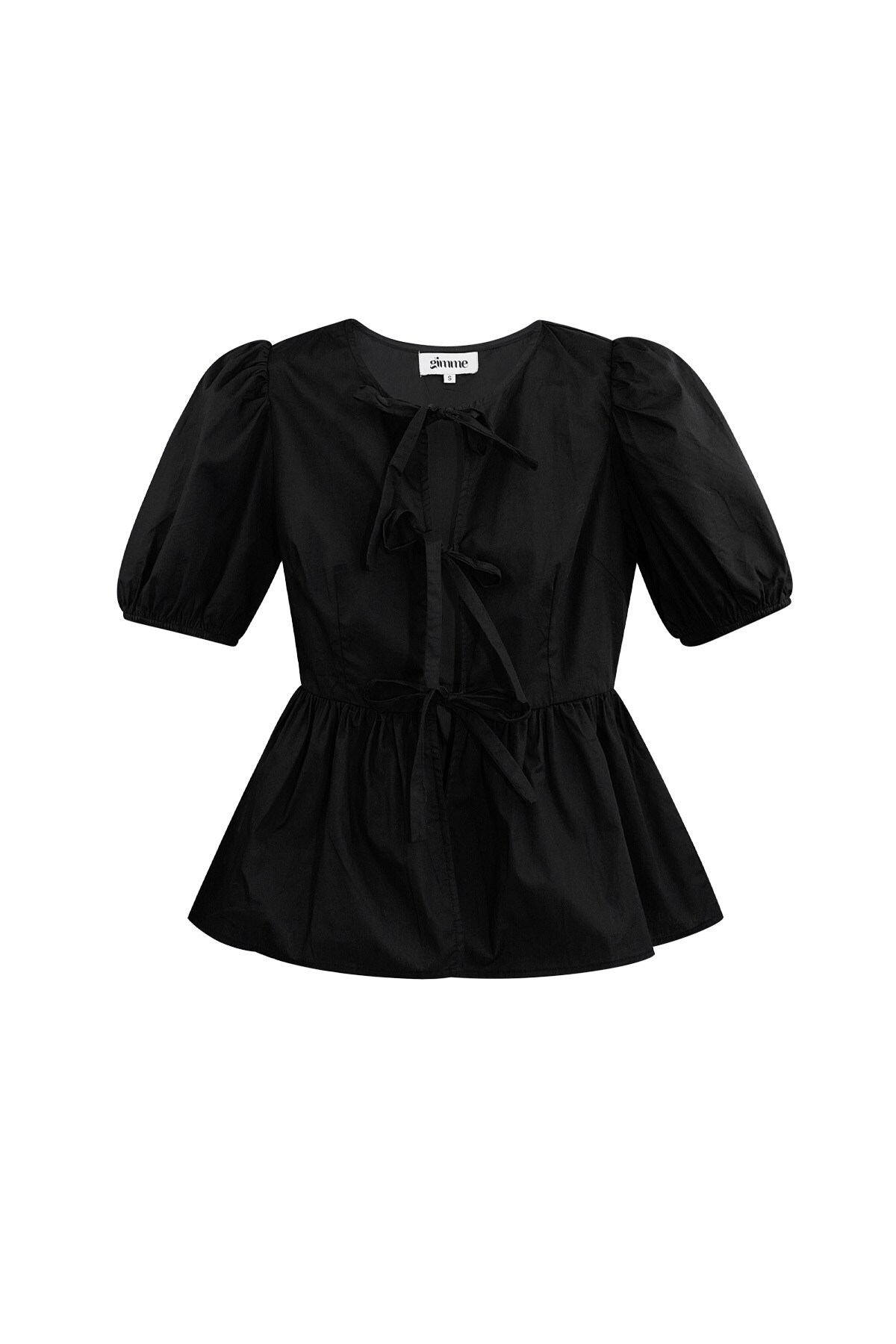 Must-have peplum blouse with bows - black h5 