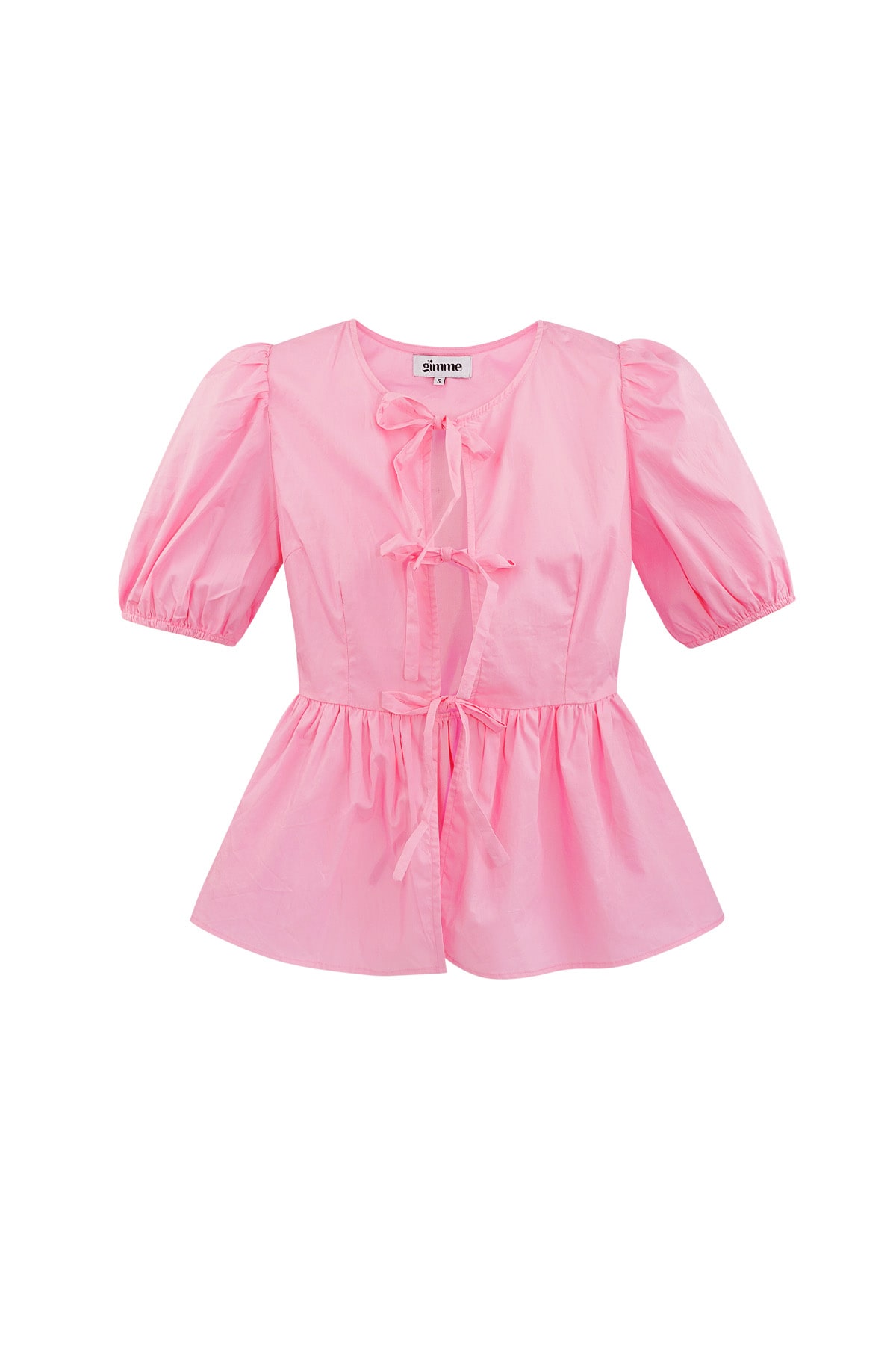 Must-have peplum blouse with bows - pink h5 