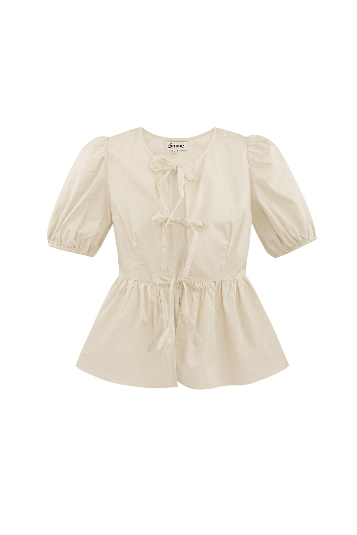 Must-have peplum blouse with bows - beige h5 