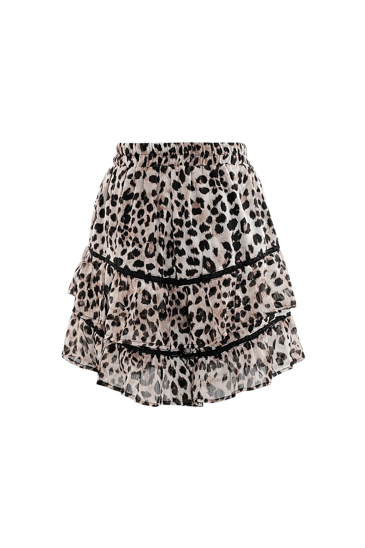 Layered leopard print skirt - brown 