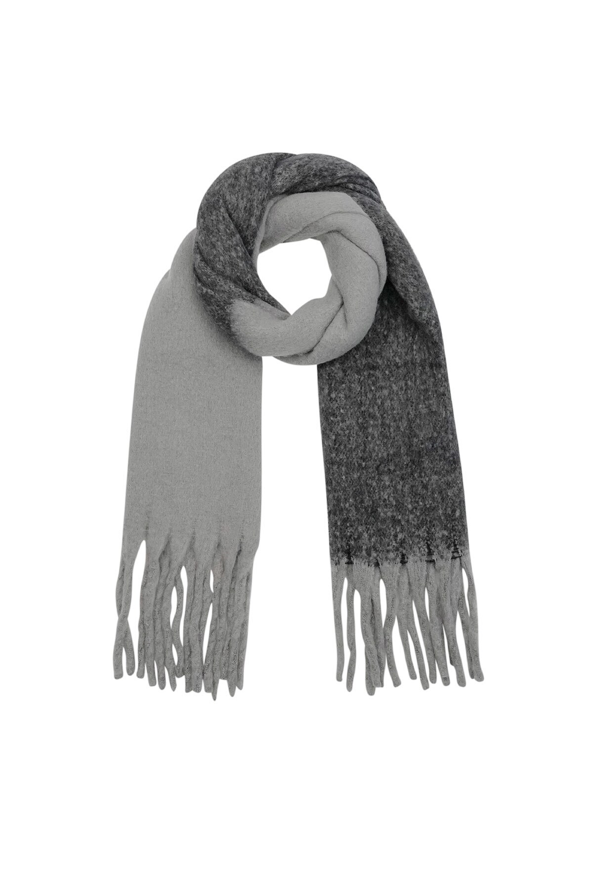 Winter scarf polar plush - black grey h5 