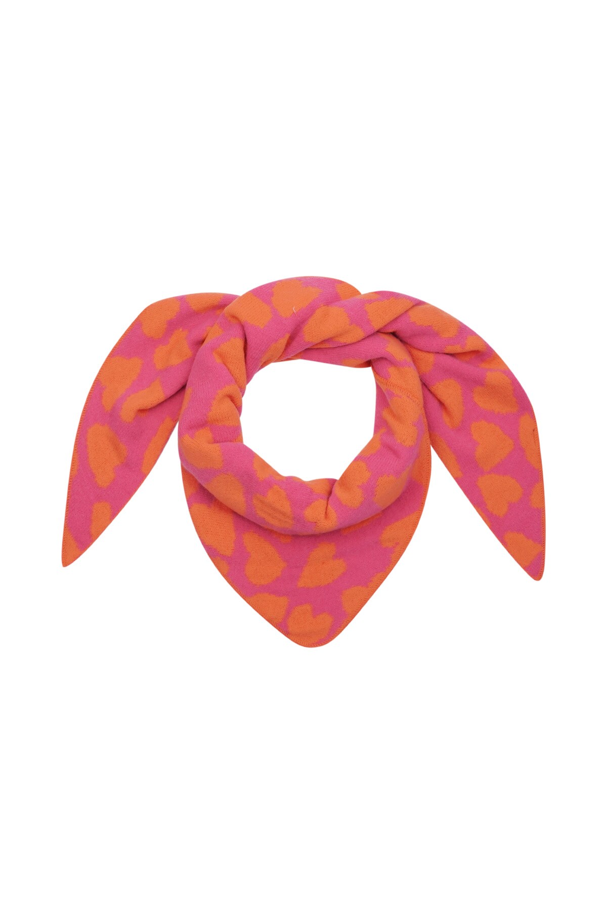 Winter scarf frosted heart - orange pink h5 