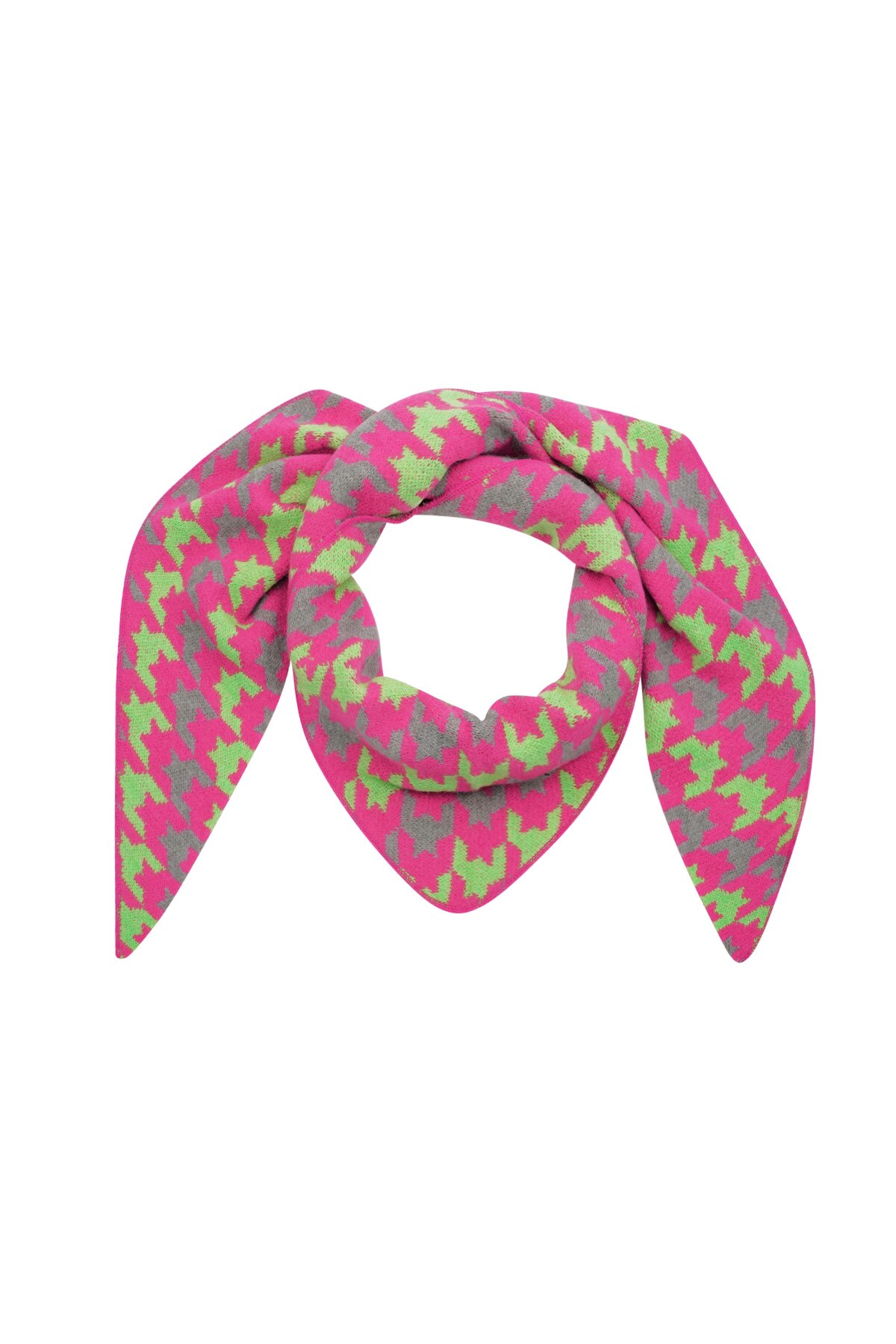 Winter scarf snowy snuggle - pink green h5 