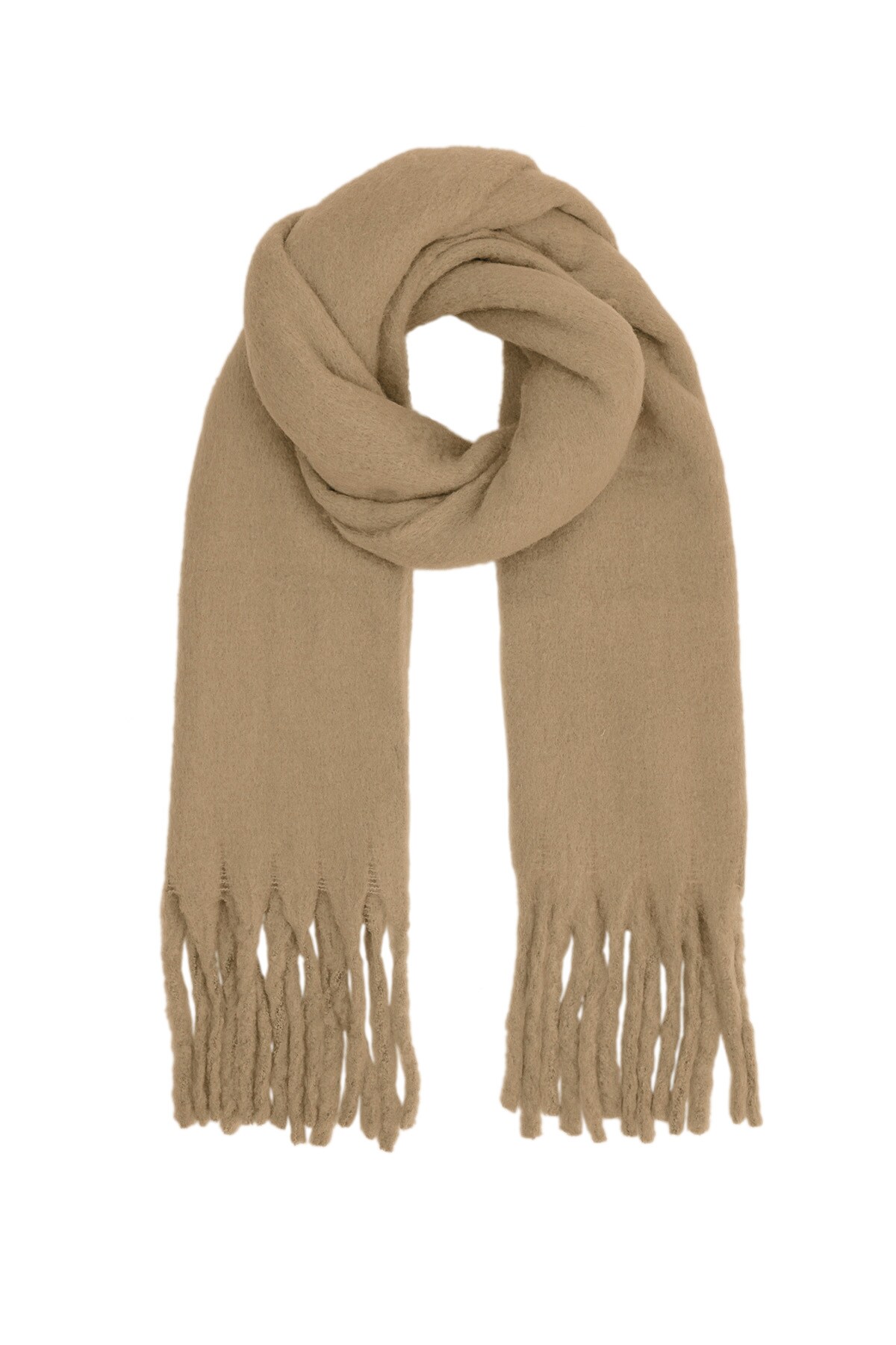 Colorful winter scarf - light brown h5 