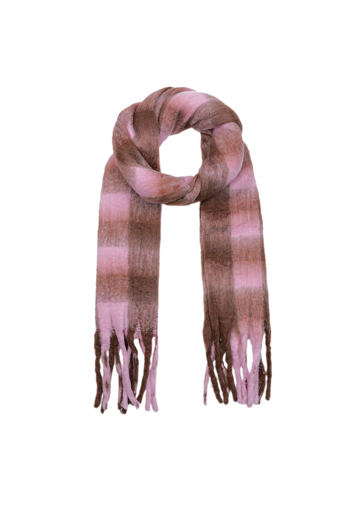 Winter scarf wonderful square - brown pink h5 