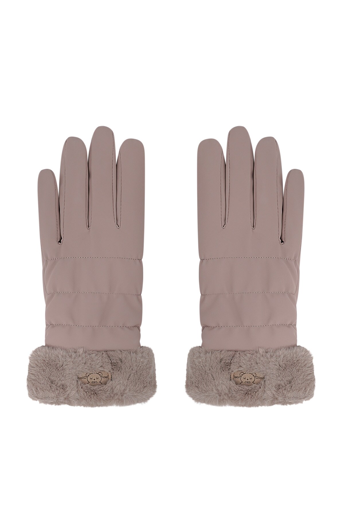 Furry gloves - brown 