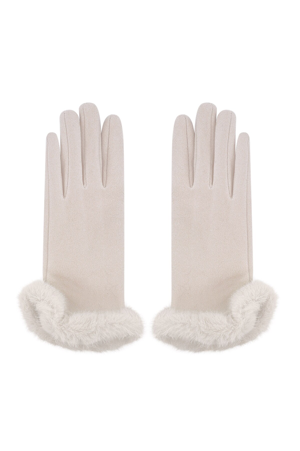 Fluffy elegance glove - beige h5 