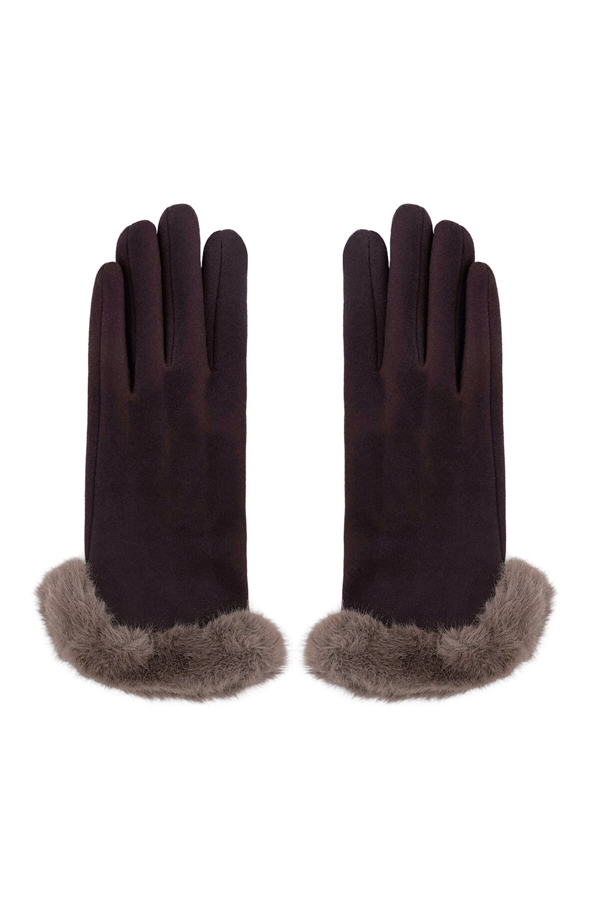 Fluffy elegance glove - brown 