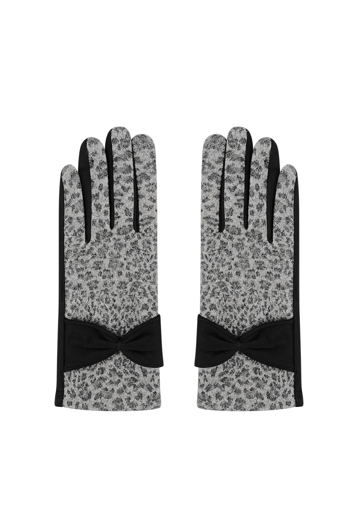 Leopard chic gloves - black & grey h5 