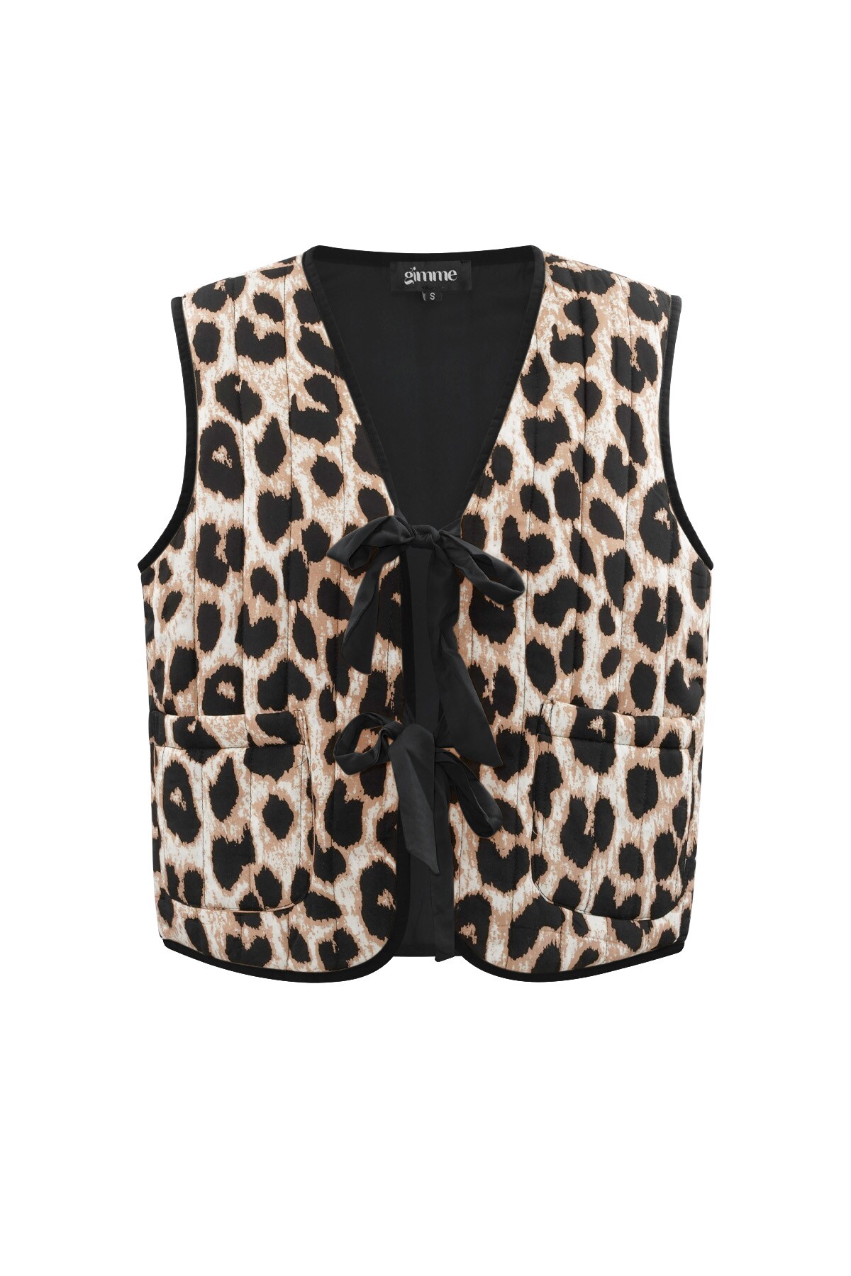 Gilet with bows and leopard print - black & beige h5 