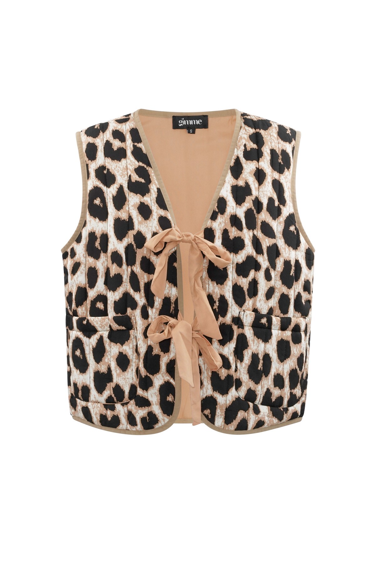 Gilet with bows and leopard print - beige 