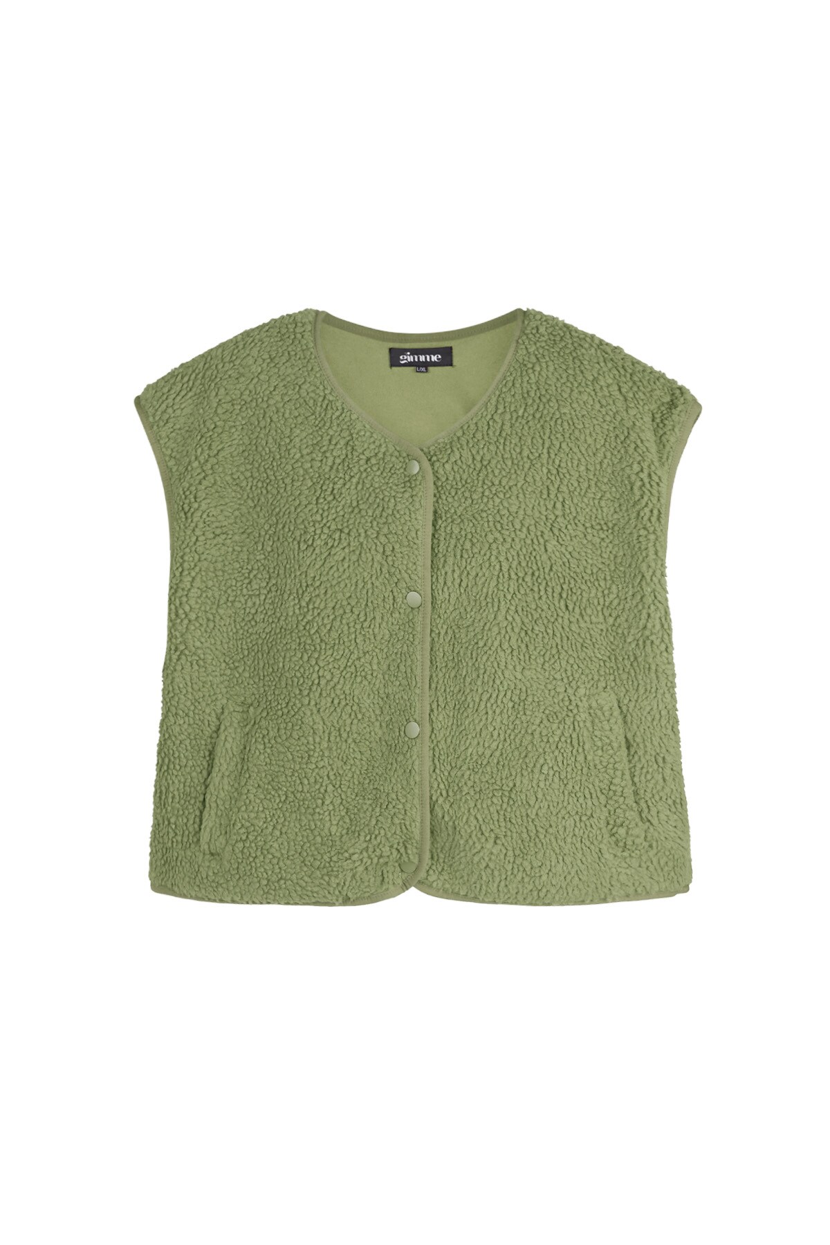 Fluffy teddy vest - dark green h5 