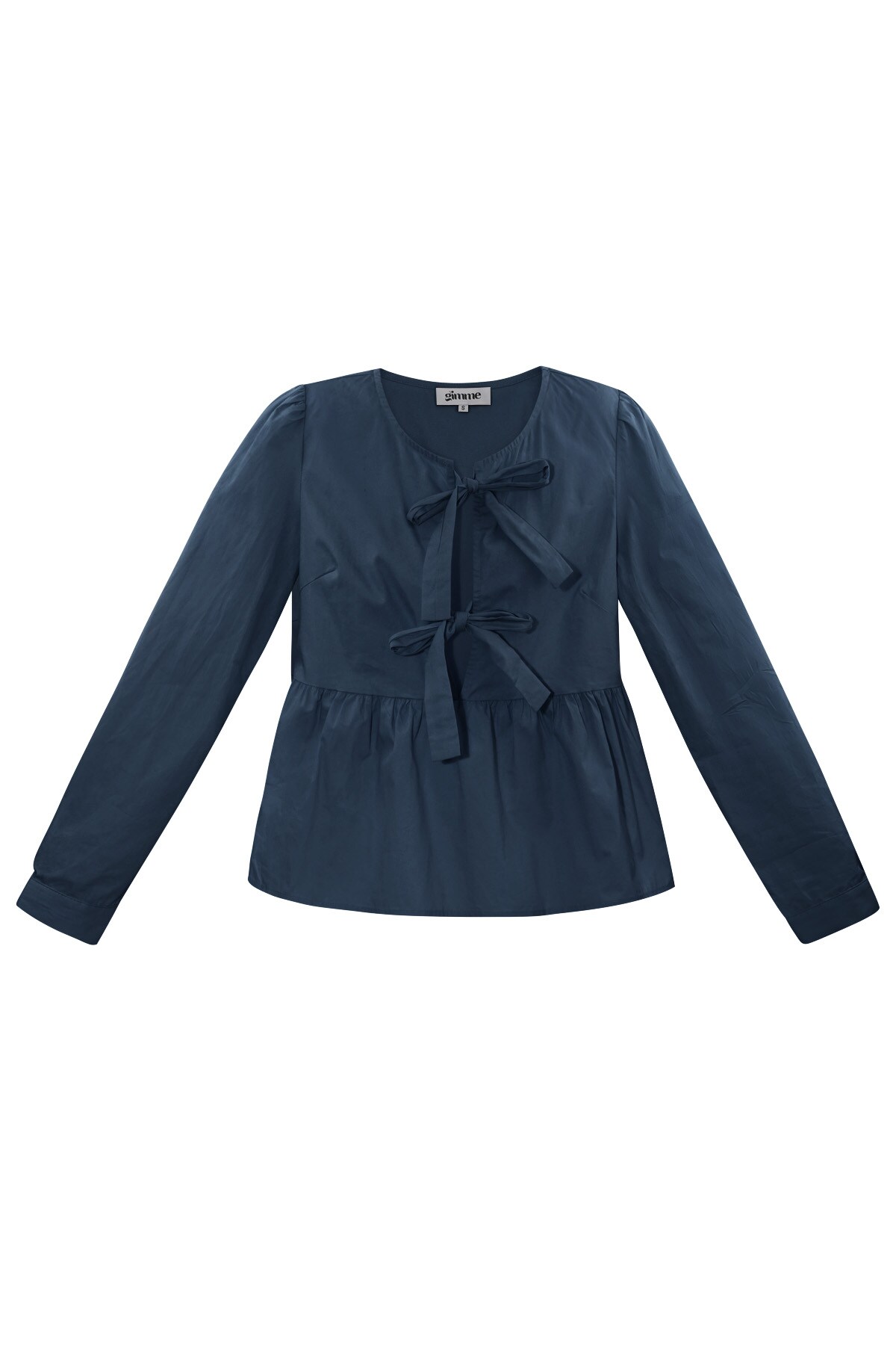 Longsleeve peplum top with bows - blue h5 