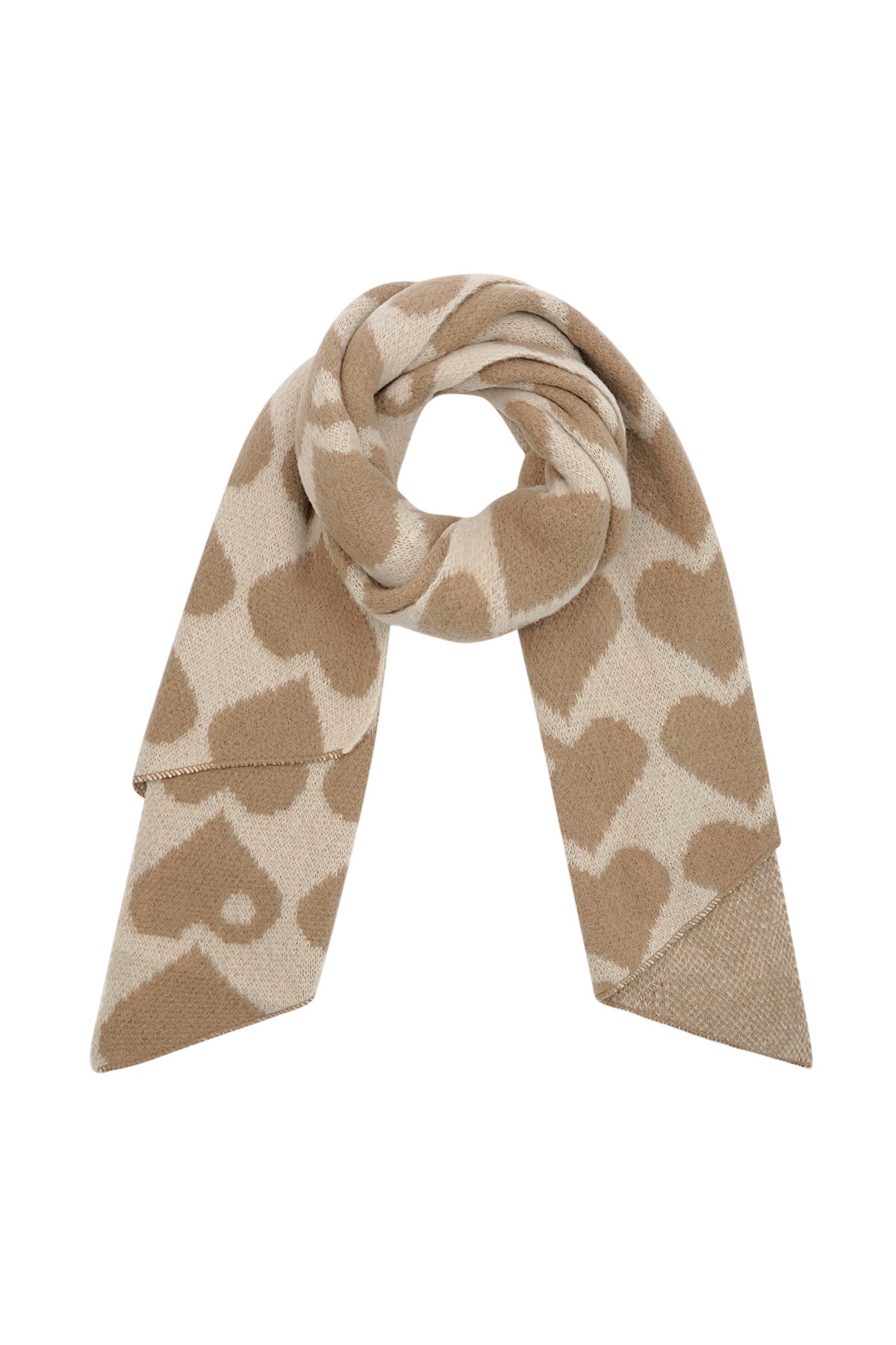 Hearts winter scarf - camel 