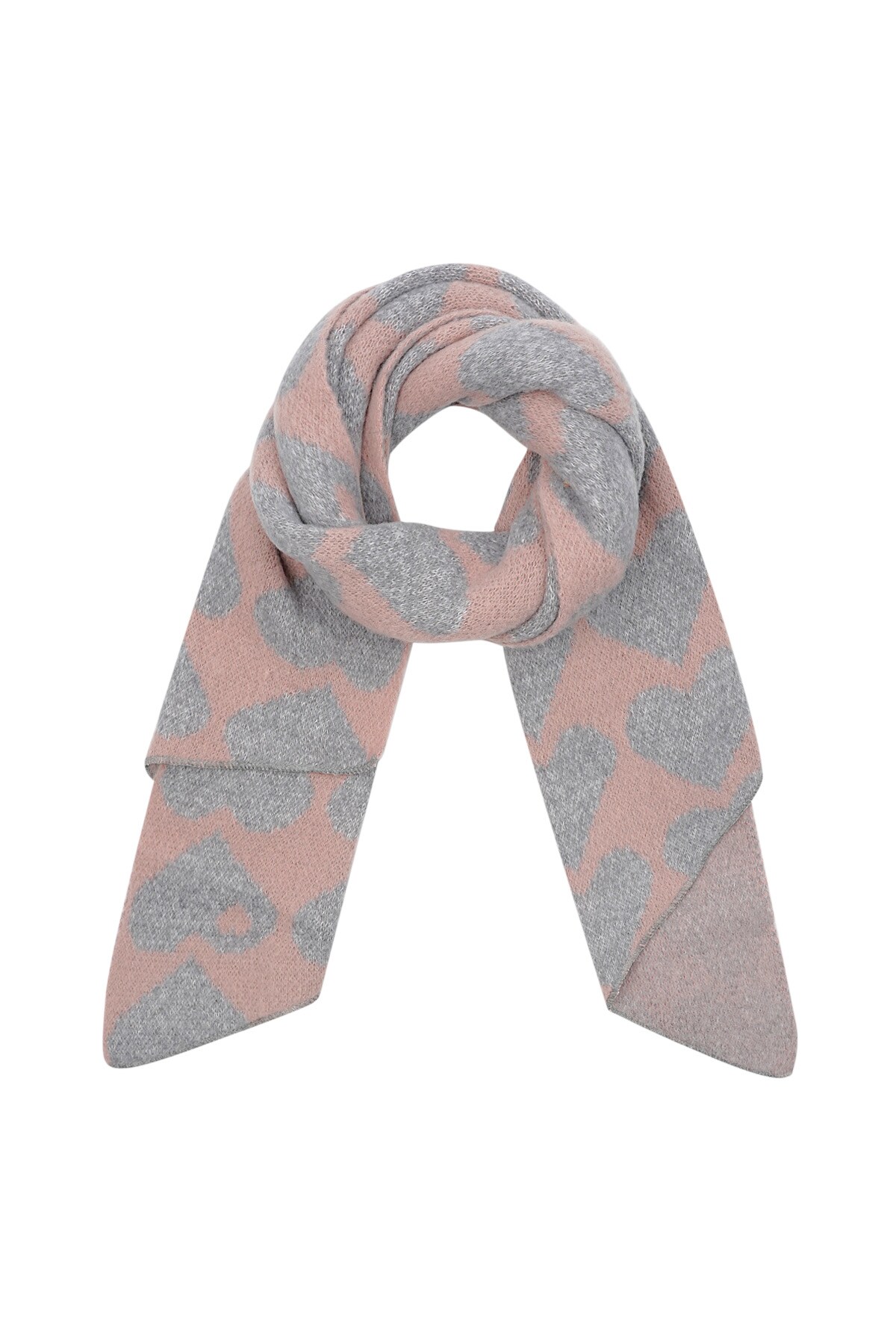 Heart winter scarf - pink 